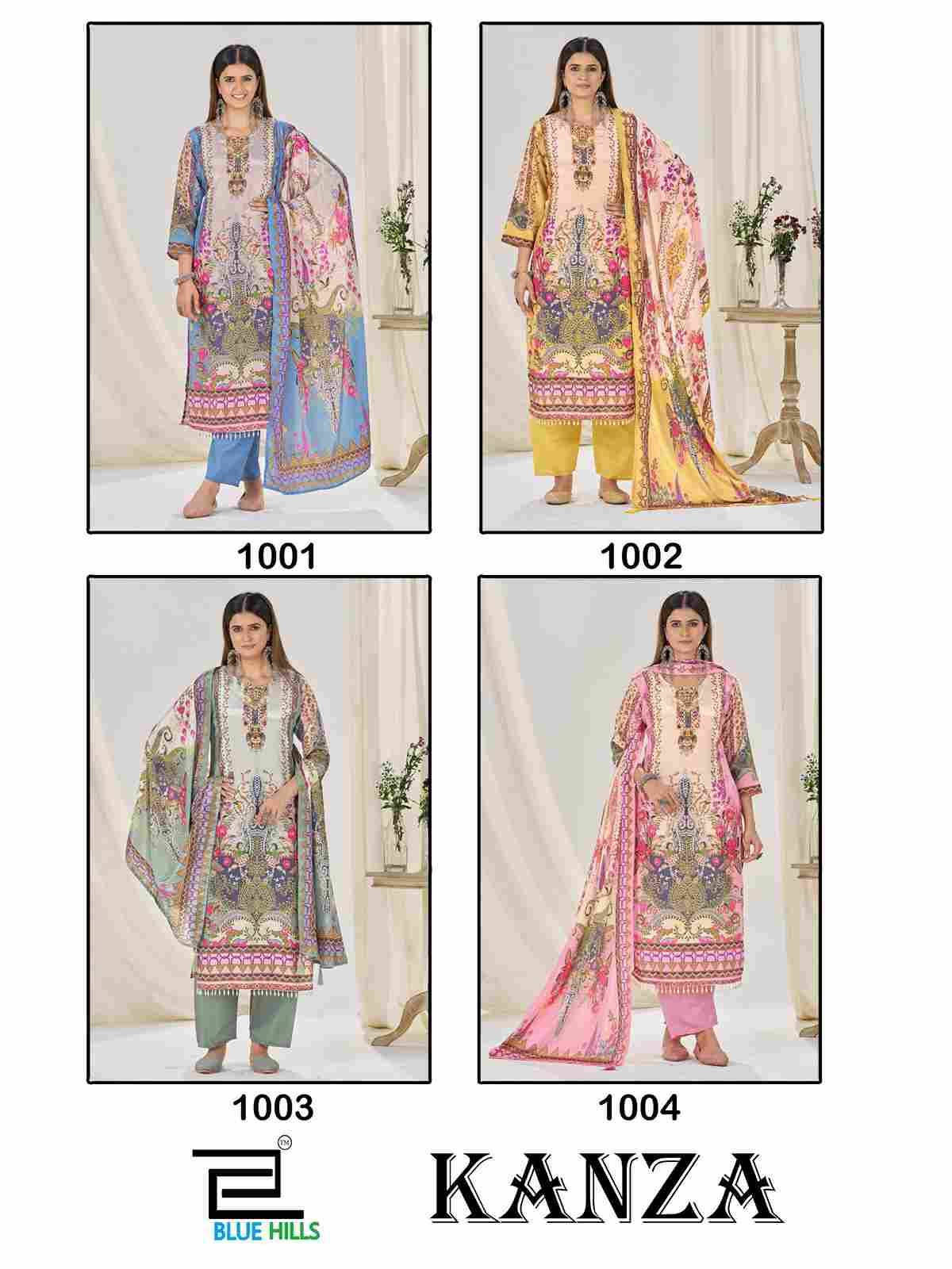 Kanza By Blue Hills 1001 To 1004 Series Beautiful Festive Suits Colorful Stylish Fancy Casual Wear & Ethnic Wear Crepe Silk Dresses At Wholesale Price