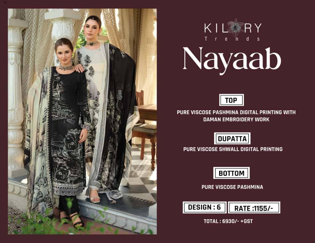 Nayaab By Kilory 2091 To 2096 Series Beautiful Festive Suits Colorful Stylish Fancy Casual Wear & Ethnic Wear Pure Viscose Pashmina Dresses At Wholesale Price