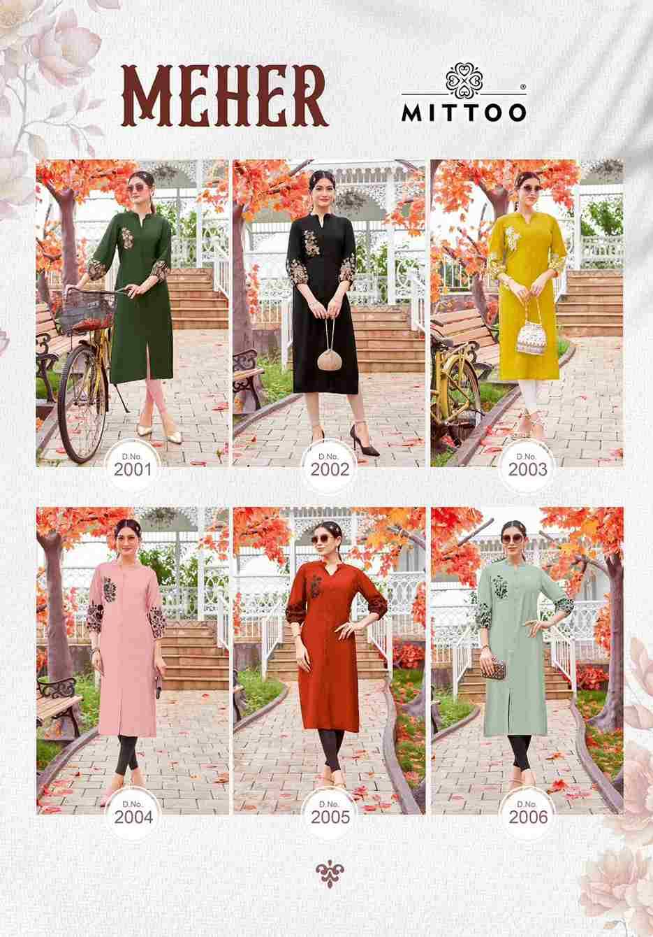 Meher By Mittoo 2001 To 2006 Series Designer Stylish Fancy Colorful Beautiful Party Wear & Ethnic Wear Collection Rayon Foil Kurtis At Wholesale Price