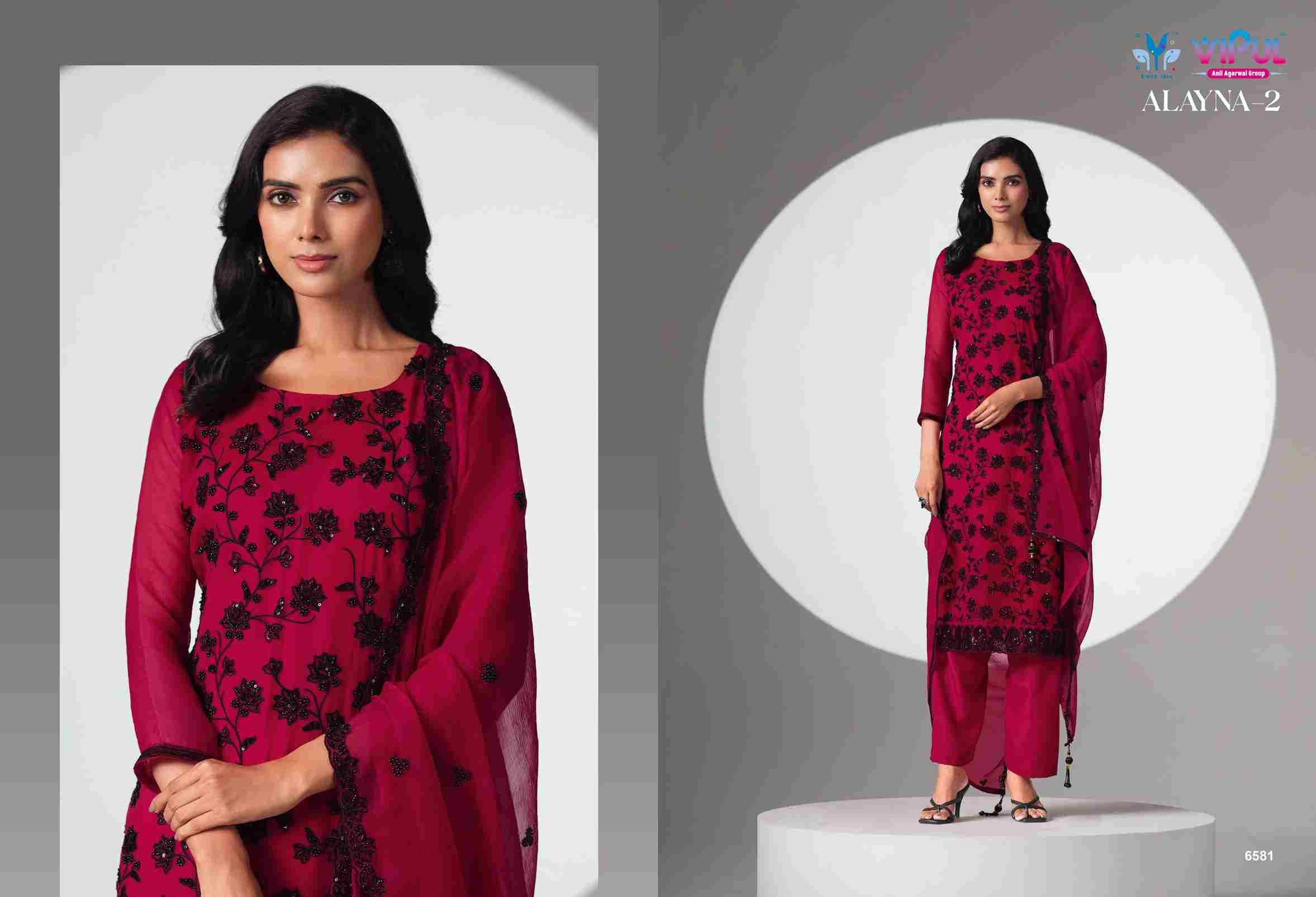 Alayna Vol-2 By Vipul Fashion 6581 To 6585 Series Designer Festive Suits Beautiful Fancy Stylish Colorful Party Wear & Occasional Wear Chiffon Dresses At Wholesale Price