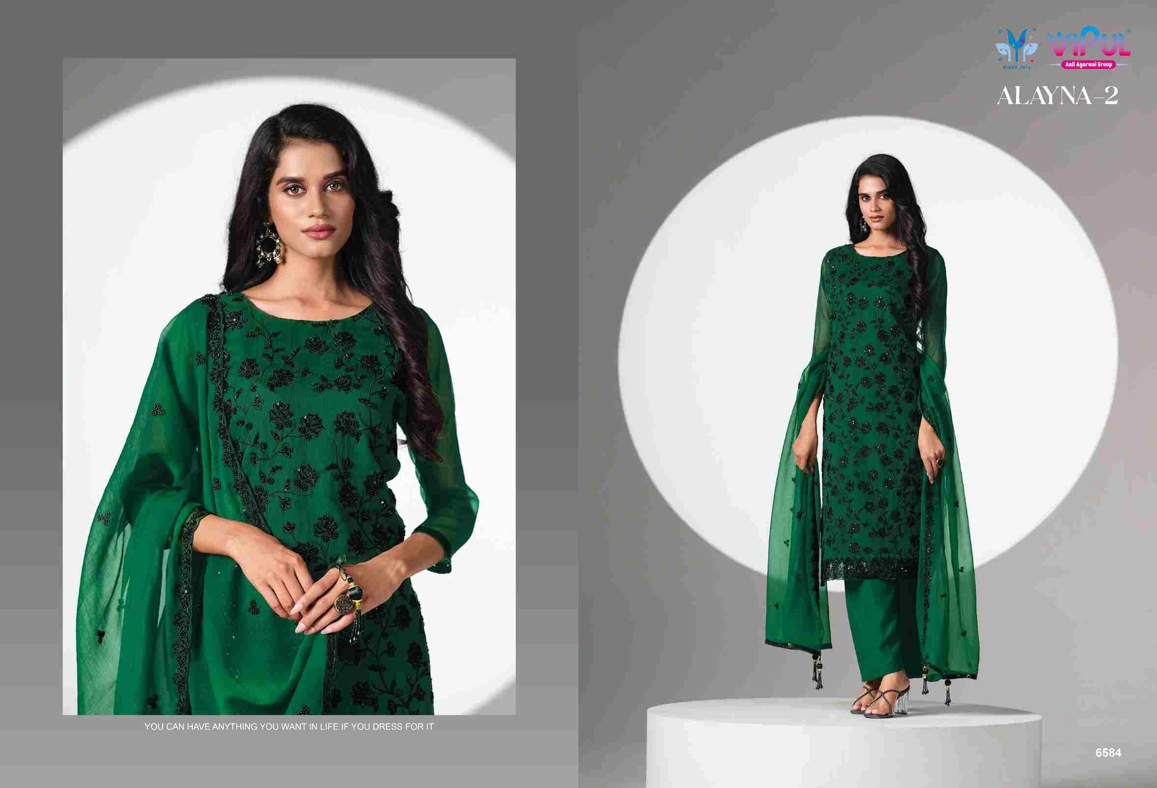 Alayna Vol-2 By Vipul Fashion 6581 To 6585 Series Designer Festive Suits Beautiful Fancy Stylish Colorful Party Wear & Occasional Wear Chiffon Dresses At Wholesale Price