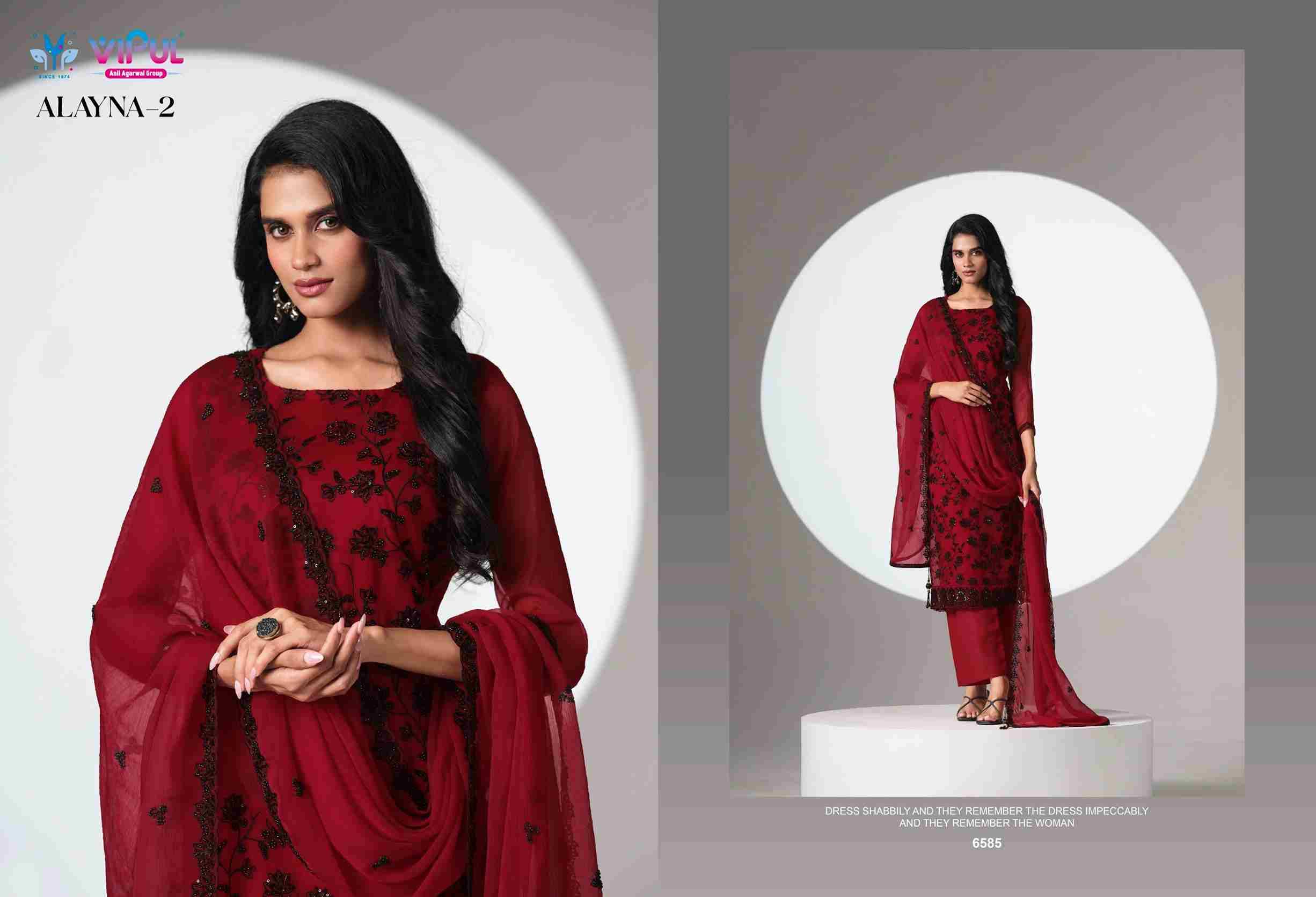 Alayna Vol-2 By Vipul Fashion 6581 To 6585 Series Designer Festive Suits Beautiful Fancy Stylish Colorful Party Wear & Occasional Wear Chiffon Dresses At Wholesale Price