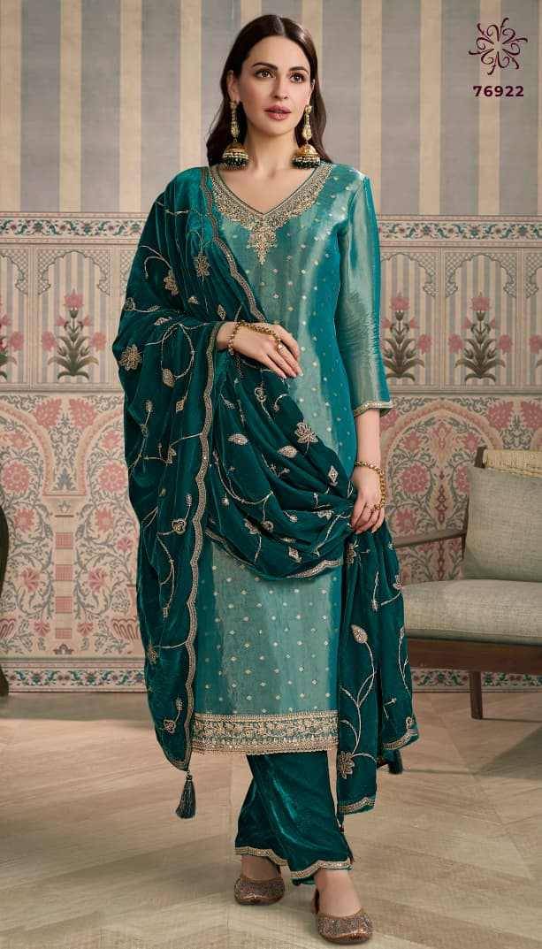 Sarita By Kuleesh 76921 To 76924 Series Designer Festive Suits Collection Beautiful Stylish Fancy Colorful Party Wear & Occasional Wear Silk Jacquard Dresses At Wholesale Price