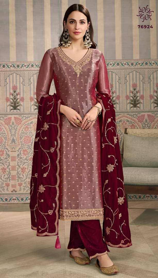 Sarita By Kuleesh 76921 To 76924 Series Designer Festive Suits Collection Beautiful Stylish Fancy Colorful Party Wear & Occasional Wear Silk Jacquard Dresses At Wholesale Price