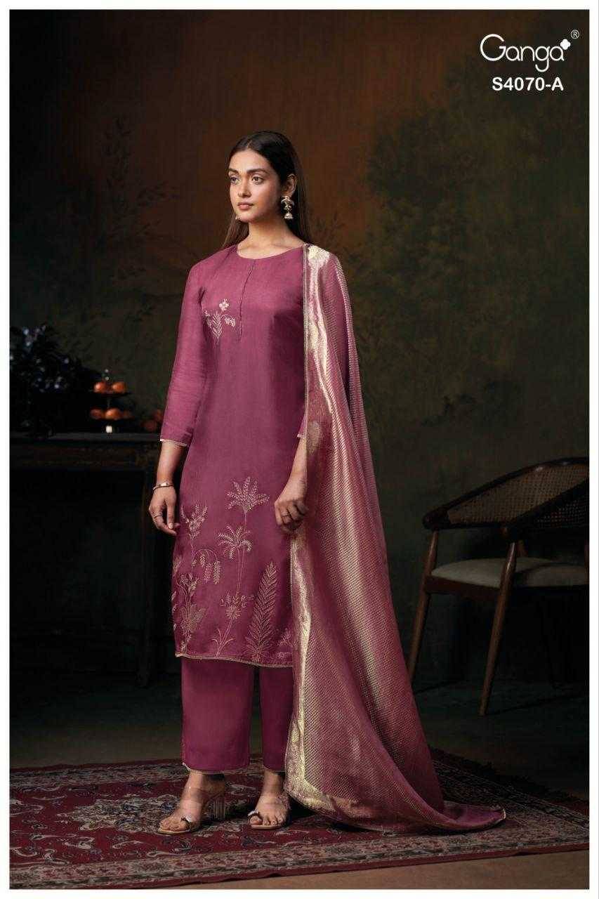 Daria-4070 By Ganga Fashion 4070-A To 4070-B Series Beautiful Festive Suits Stylish Colorful Fancy Casual Wear & Ethnic Wear Premium Bemberg Silk Print Dresses At Wholesale Price