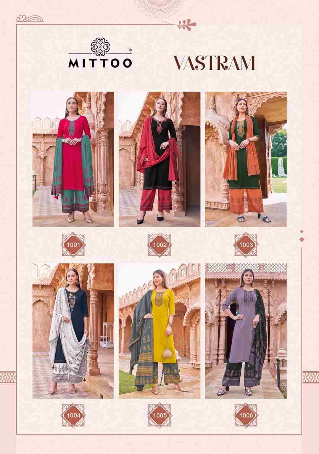 Vastram By Mittoo 1001 To 1006 Series Designer Festive Suits Beautiful Stylish Fancy Colorful Party Wear & Occasional Wear Heavy Rayon Dresses At Wholesale Price
