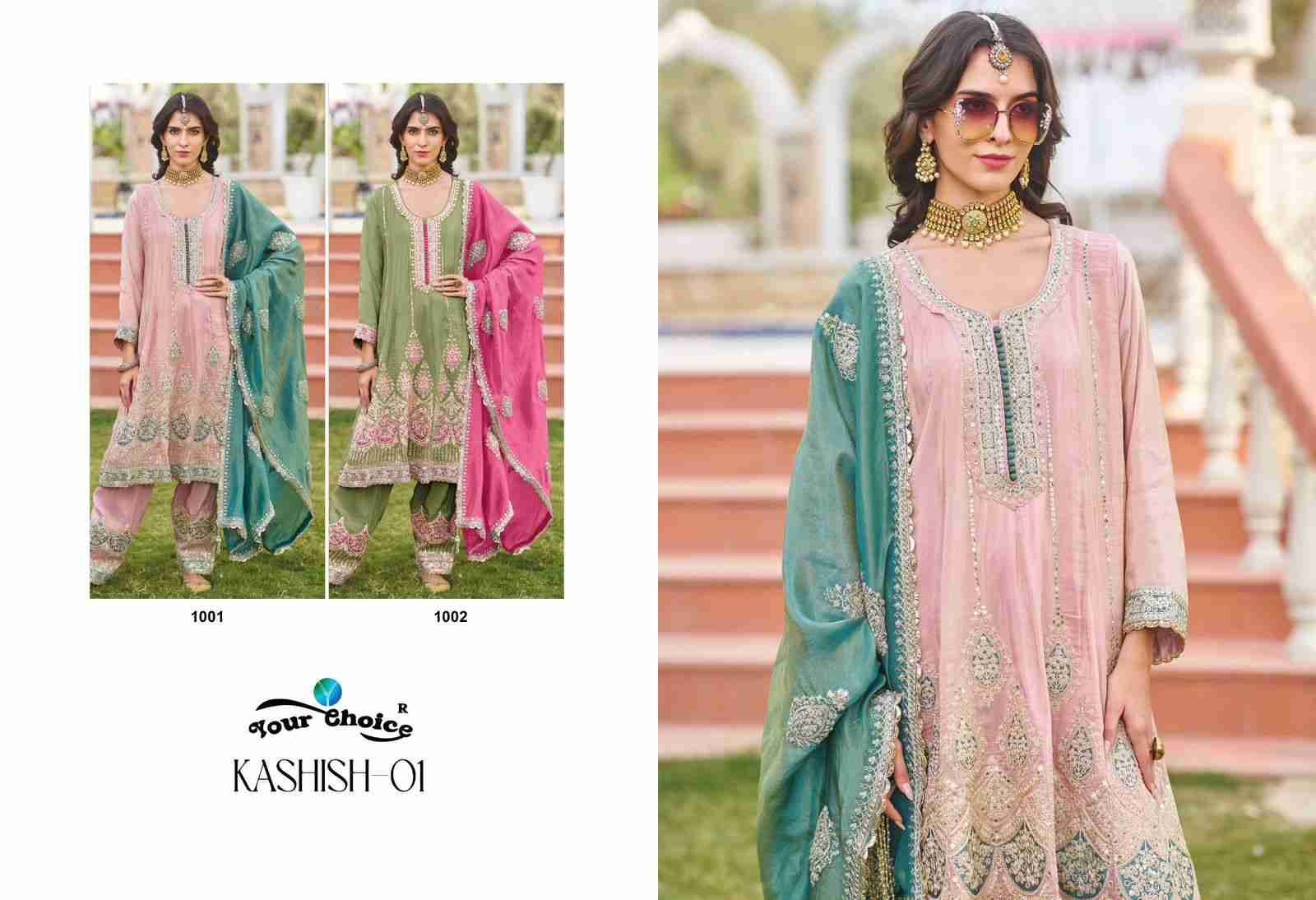 Kashish Vol-01 By Your Choice 1001 To 1002 Series Designer Festive Suits Beautiful Fancy Colorful Stylish Party Wear & Occasional Wear Heavy Chinnon Dresses At Wholesale Price