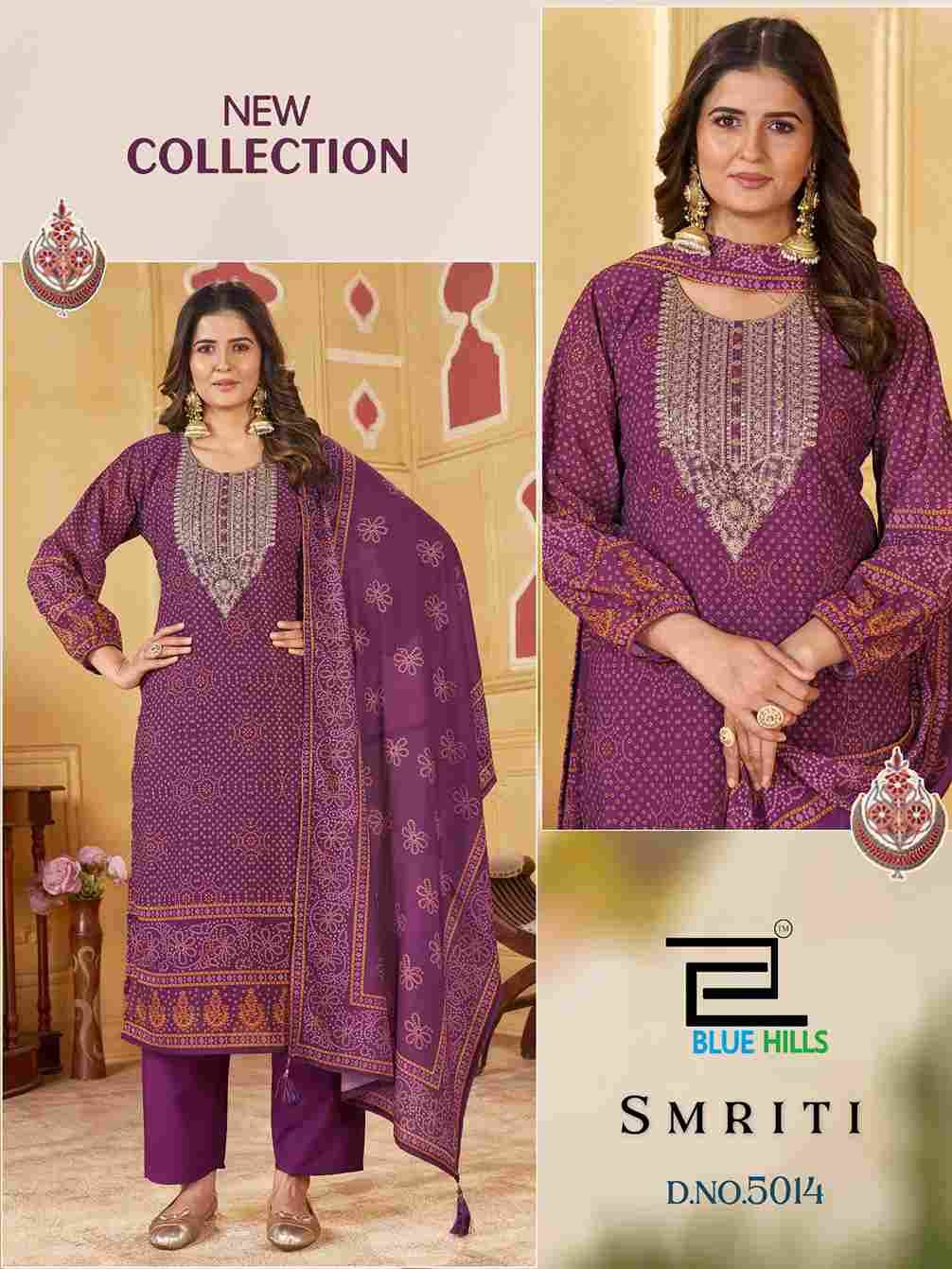 Smriti By Blue Hills 5014 To 5017 Series Beautiful Suits Stylish Fancy Colorful Party Wear & Occasional Wear Chiffon With Work Dresses At Wholesale Price