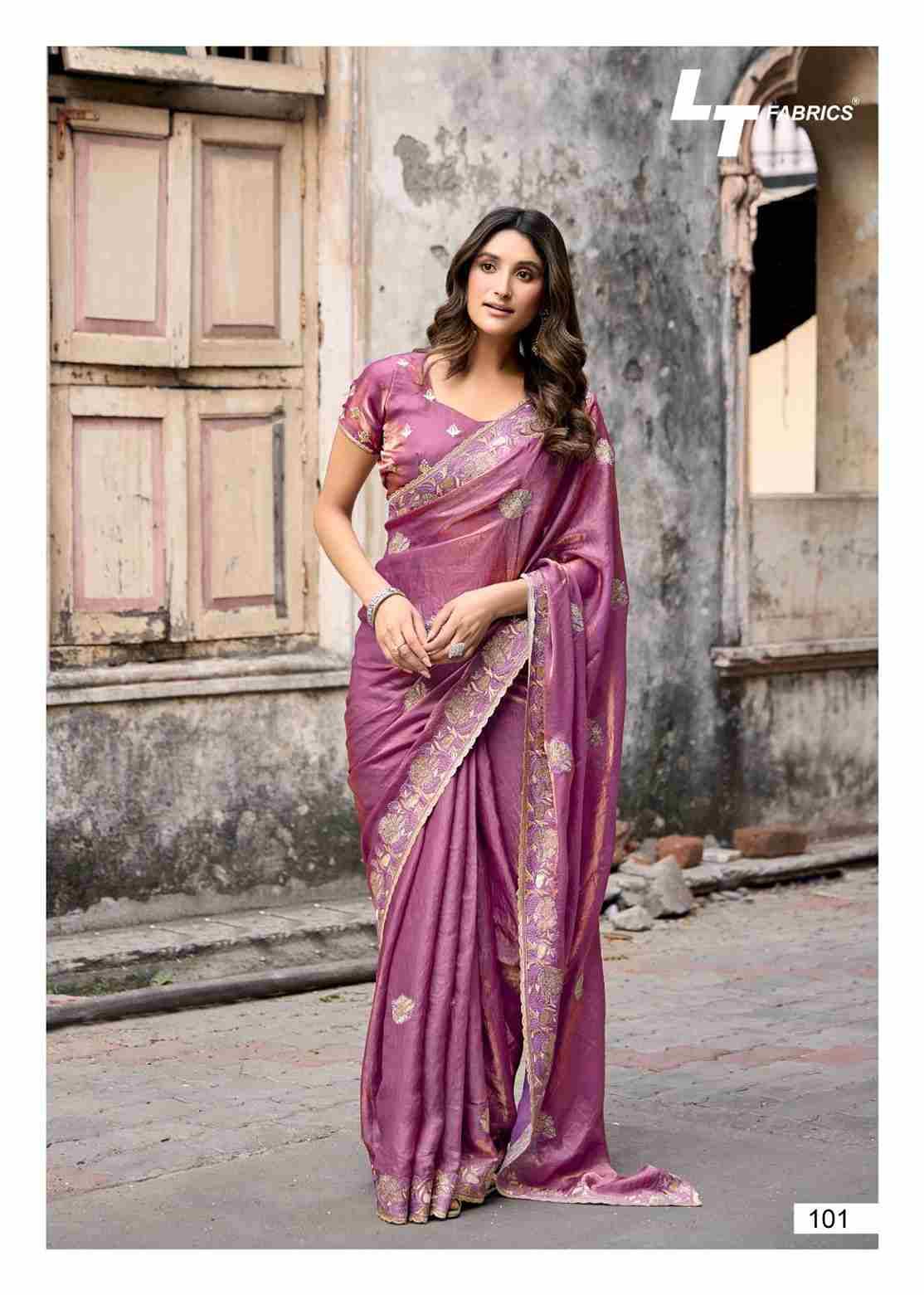 Aurika Vol-1 By Lt Fabrics 101 To 106 Series Indian Traditional Wear Collection Beautiful Stylish Fancy Colorful Party Wear & Occasional Wear Malai Silk Sarees At Wholesale Price