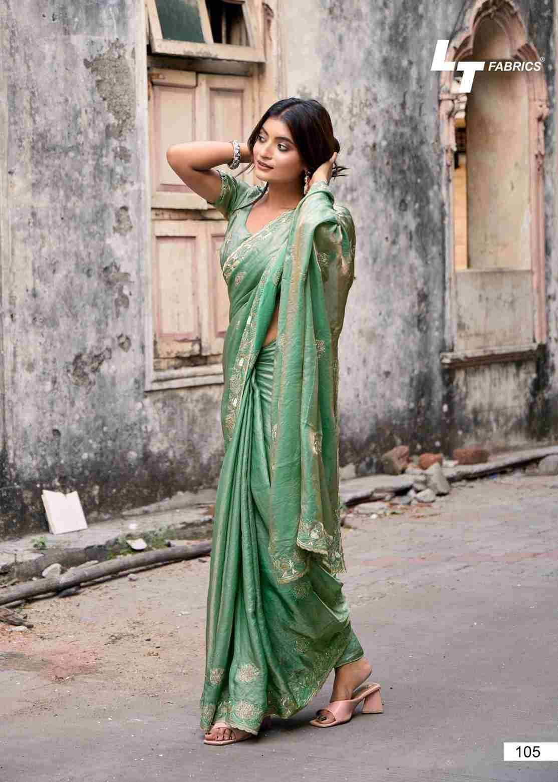 Aurika Vol-1 By Lt Fabrics 101 To 106 Series Indian Traditional Wear Collection Beautiful Stylish Fancy Colorful Party Wear & Occasional Wear Malai Silk Sarees At Wholesale Price