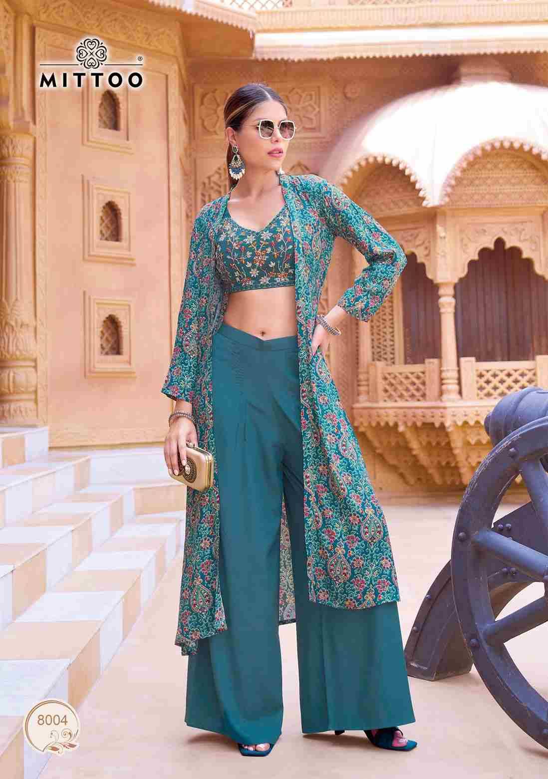 Zubeda By Mittoo 8001 To 8004 Series Designer Stylish Fancy Colorful Beautiful Party Wear & Ethnic Wear Collection Roman Silk Tops With Bottom And Jacket At Wholesale Price