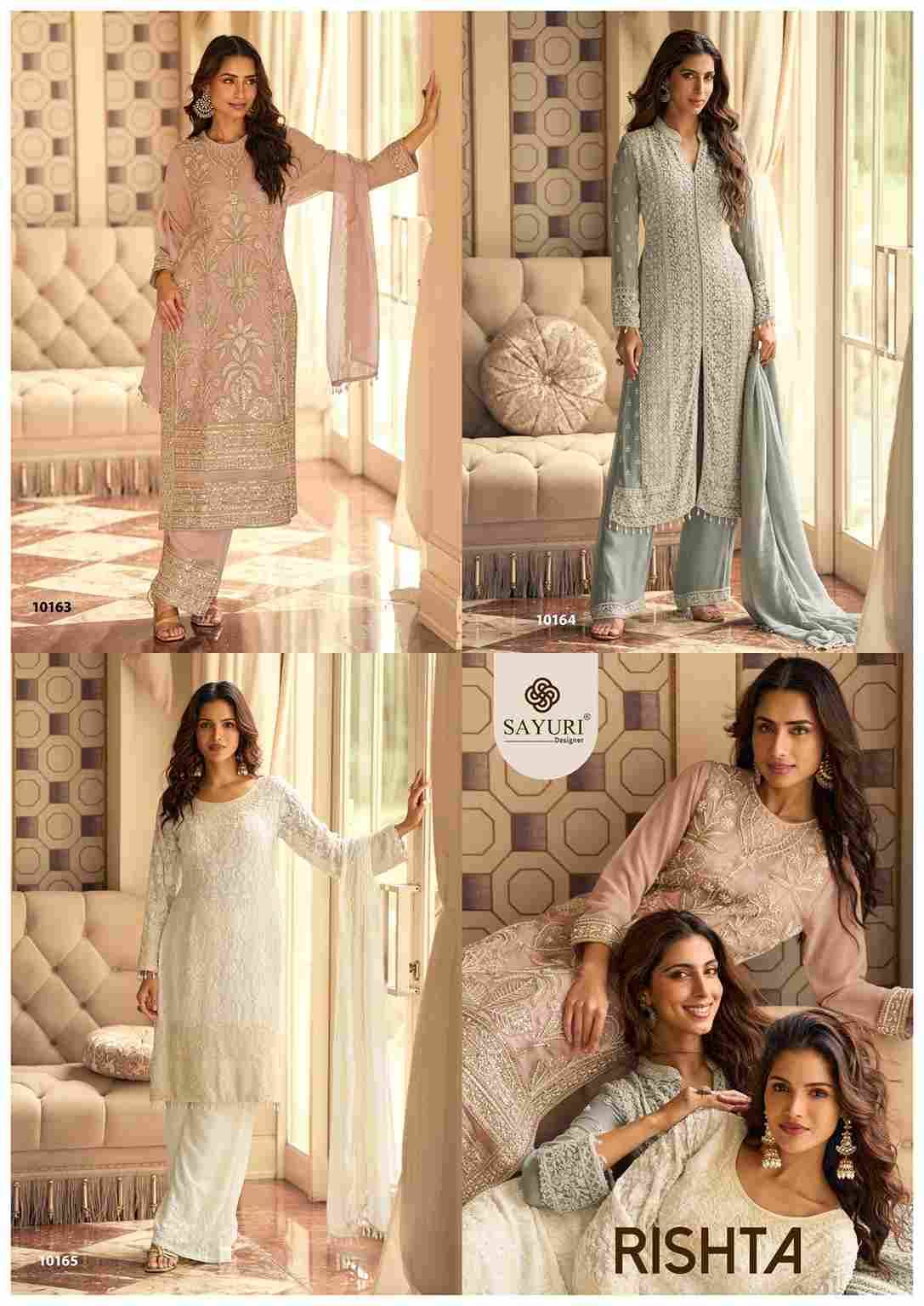 Rishta By Sayuri 10163 To 10165 Series Beautiful Festive Suits Colorful Stylish Fancy Casual Wear & Ethnic Wear Premium Georgette Dresses At Wholesale Price
