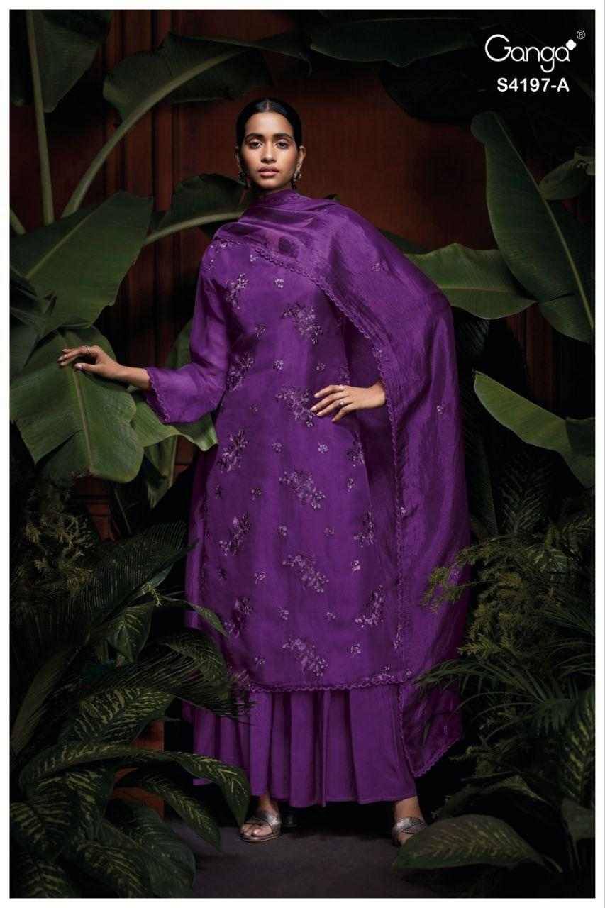 Quina-4197 By Ganga Fashion 4197-A To 4197-B Series Beautiful Festive Suits Stylish Colorful Fancy Casual Wear & Ethnic Wear Premium Bemberg Silk Print Dresses At Wholesale Price