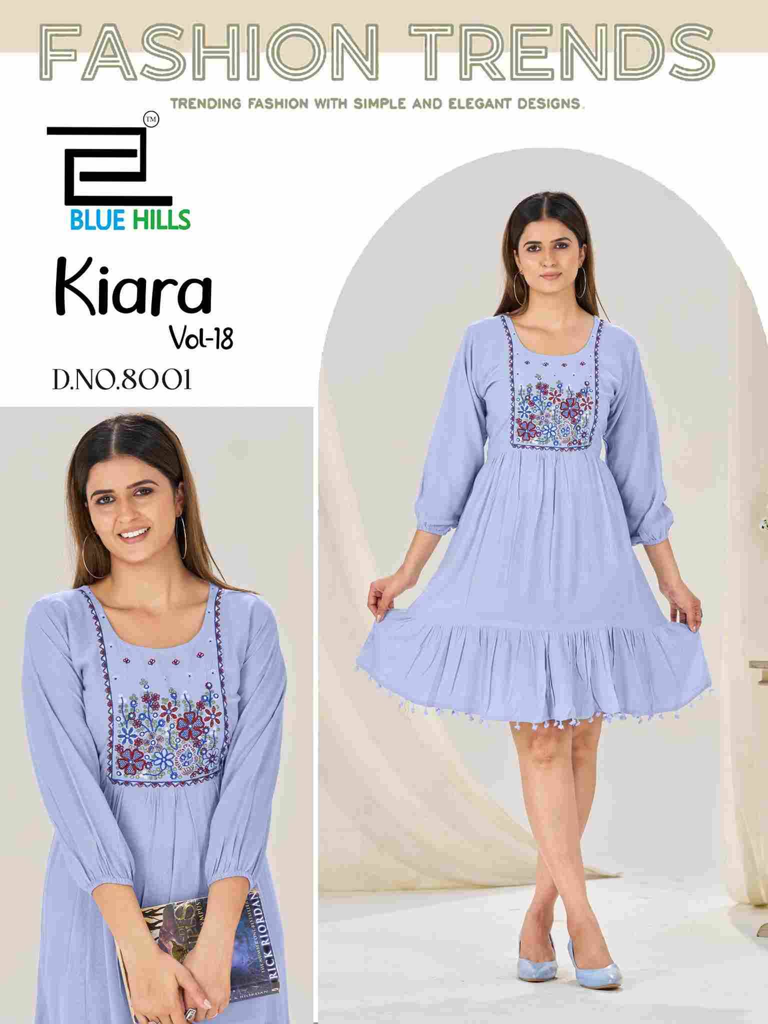 Kiara Vol-18 By Blue Hills 8001 To 8005 Series Designer Stylish Fancy Colorful Beautiful Party Wear & Ethnic Wear Collection Rayon With Work Kurtis At Wholesale Price