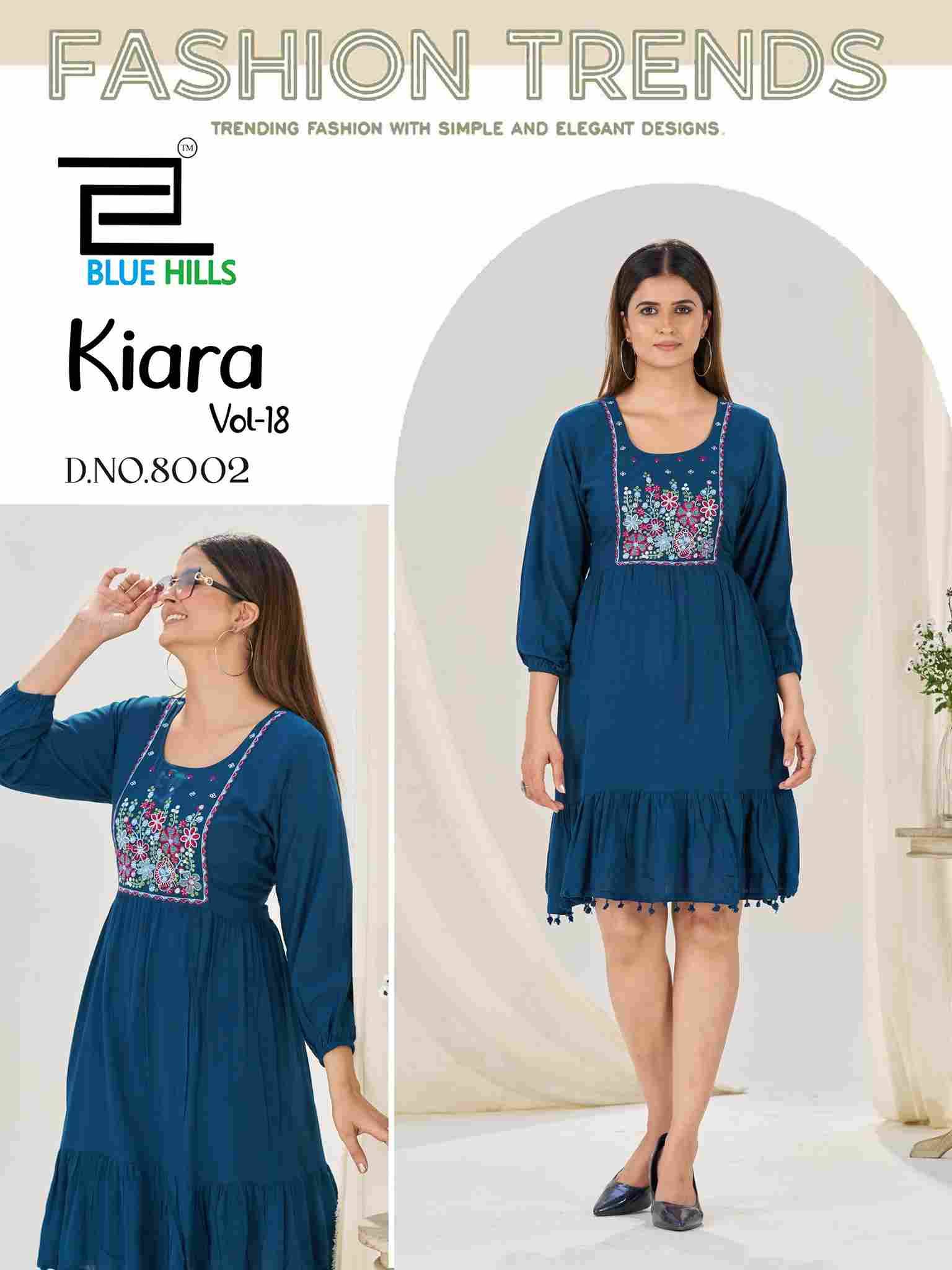 Kiara Vol-18 By Blue Hills 8001 To 8005 Series Designer Stylish Fancy Colorful Beautiful Party Wear & Ethnic Wear Collection Rayon With Work Kurtis At Wholesale Price