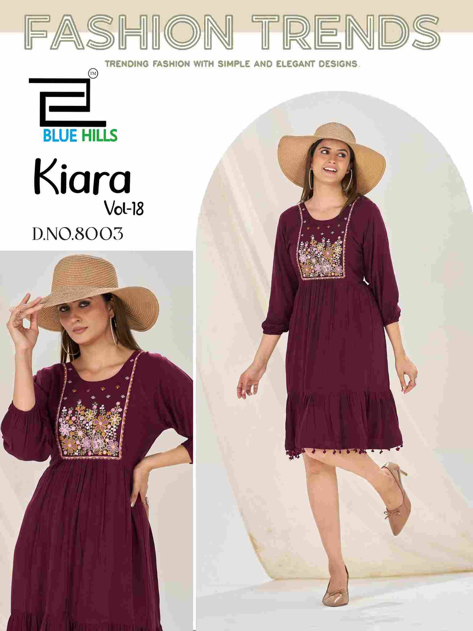 Kiara Vol-18 By Blue Hills 8001 To 8005 Series Designer Stylish Fancy Colorful Beautiful Party Wear & Ethnic Wear Collection Rayon With Work Kurtis At Wholesale Price