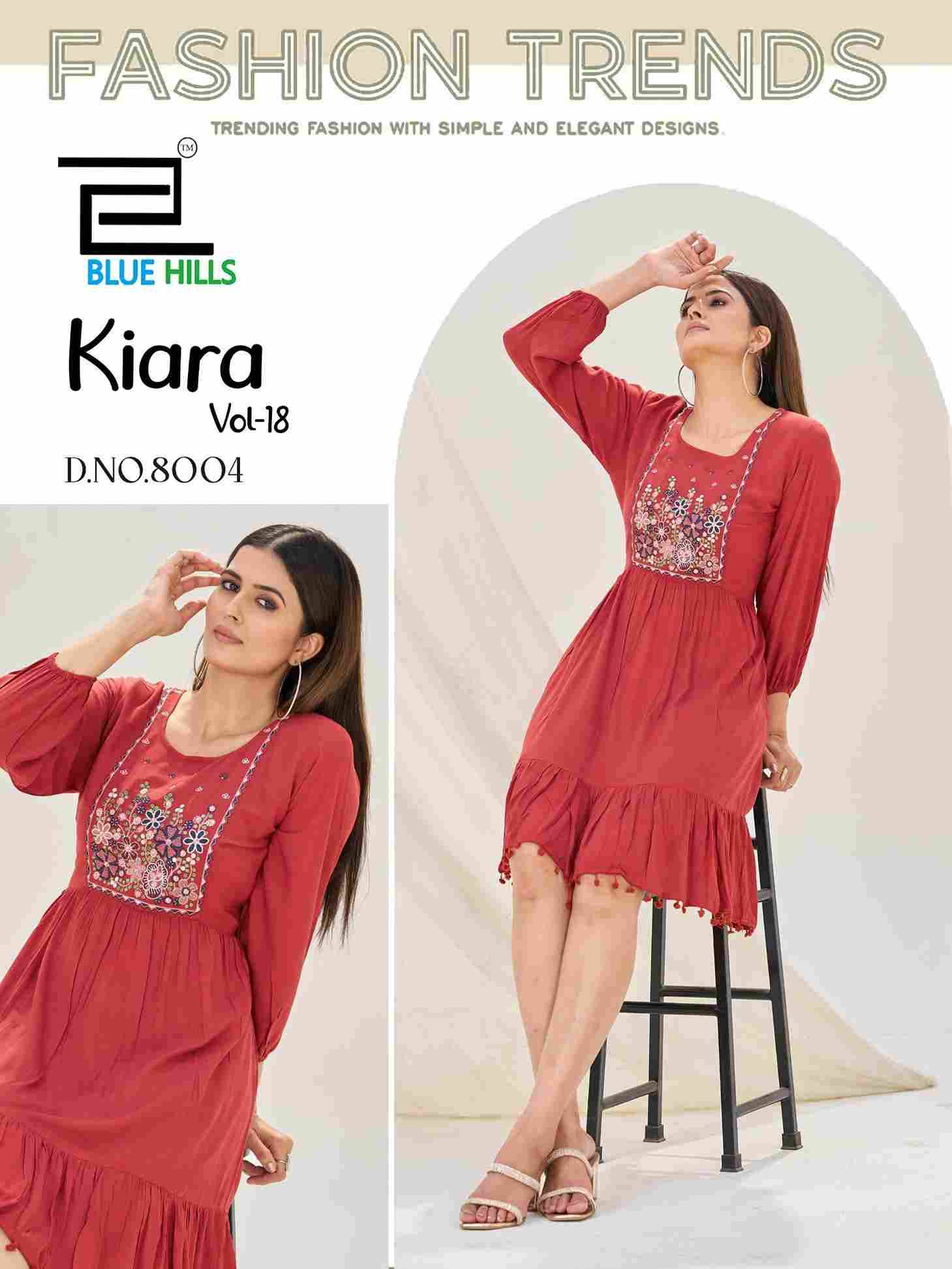 Kiara Vol-18 By Blue Hills 8001 To 8005 Series Designer Stylish Fancy Colorful Beautiful Party Wear & Ethnic Wear Collection Rayon With Work Kurtis At Wholesale Price