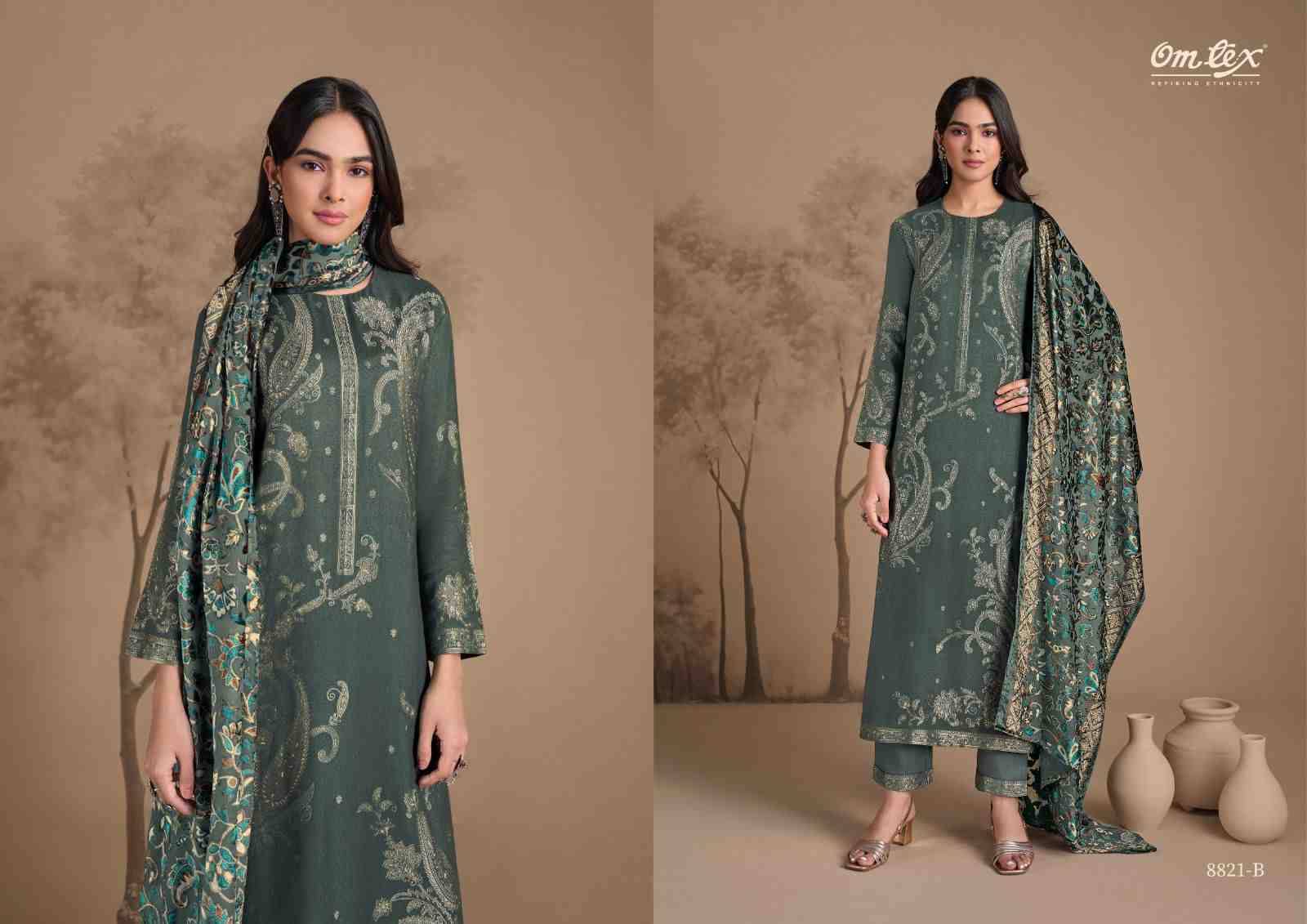 Sumaq By Om Tex 8821-A To 8821-B Series Beautiful Festive Suits Colorful Stylish Fancy Casual Wear & Ethnic Wear Pure Pashmina Jacquard Dresses At Wholesale Price