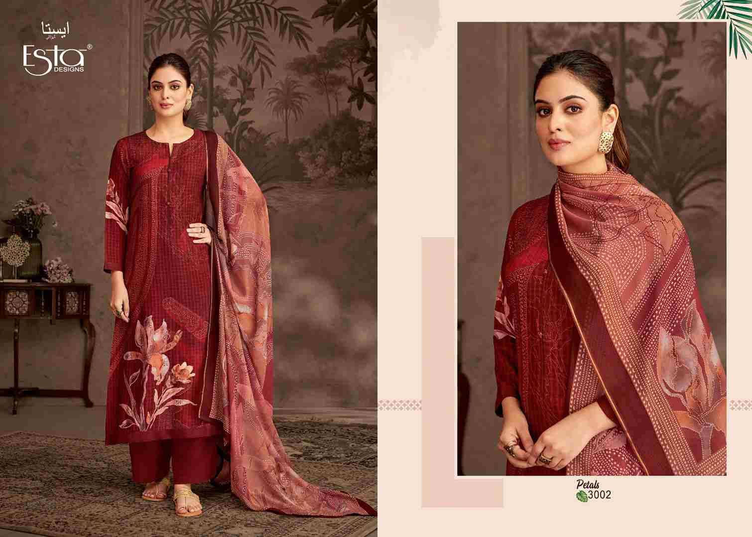 Petals By Esta Designs 3001 To 3008 Series Beautiful Festive Suits Colorful Stylish Fancy Casual Wear & Ethnic Wear Pure Pashmina Dresses At Wholesale Price