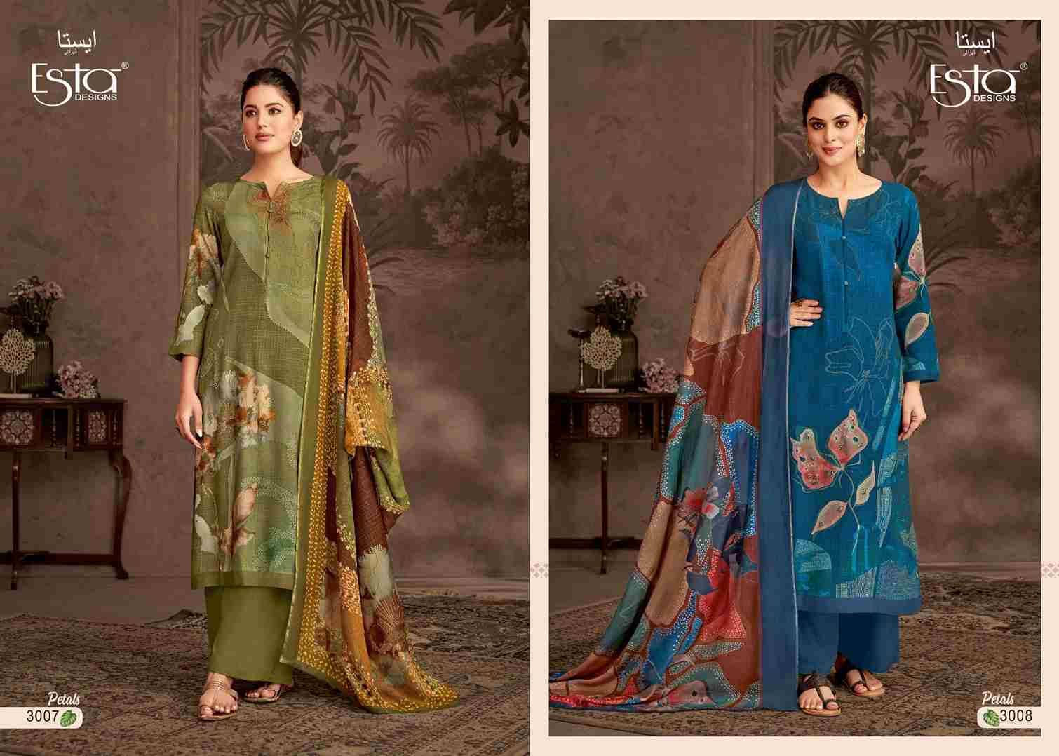 Petals By Esta Designs 3001 To 3008 Series Beautiful Festive Suits Colorful Stylish Fancy Casual Wear & Ethnic Wear Pure Pashmina Dresses At Wholesale Price