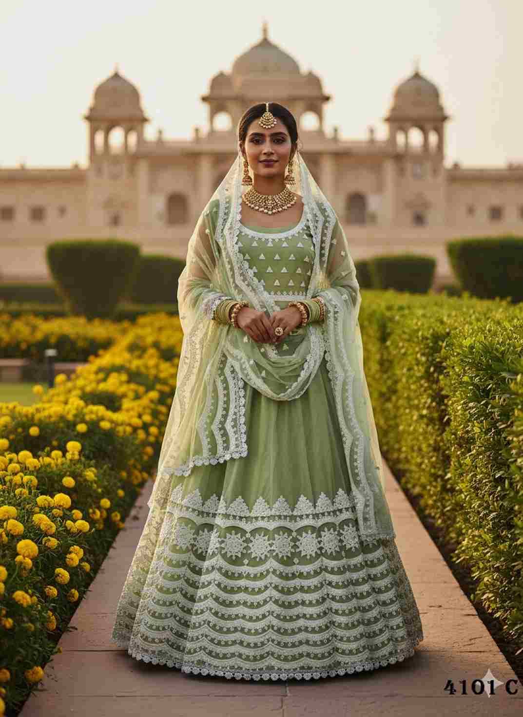 Paheli By Senhora Dresses 4101-A To 4101-C Series Festive Wear Collection Beautiful Stylish Colorful Fancy Party Wear & Occasional Wear Pure Net Lehengas At Wholesale Price