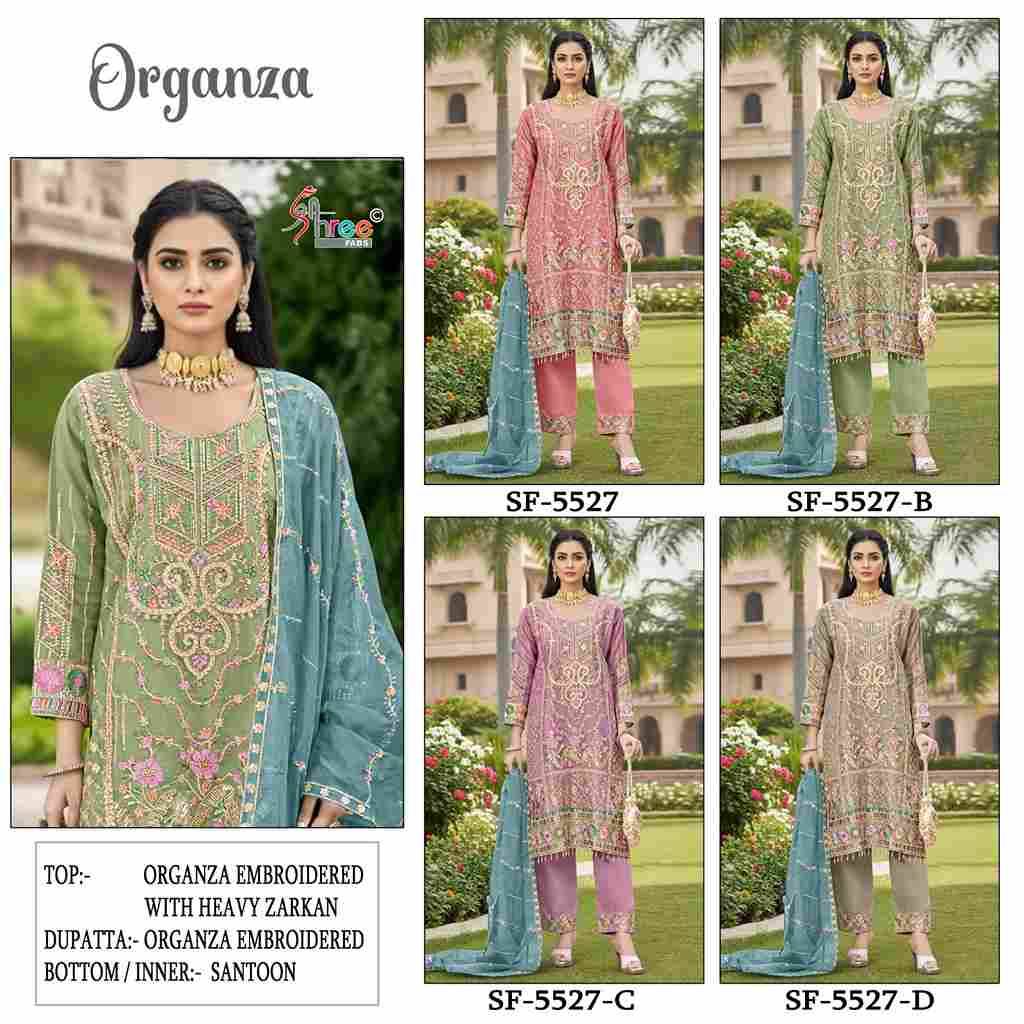 Shree Fabs Hit Design S-5527 Colours By Shree Fabs S-5527-A To S-5527-D Series Beautiful Stylish Pakistani Suits Fancy Colorful Casual Wear & Ethnic Wear & Ready To Wear Organza Embroidery Dresses At Wholesale Price