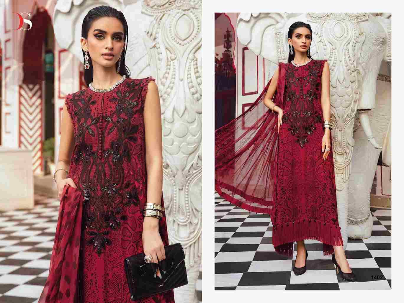 Maria.B. Mprint-25 Vol-4 By Deepsy Suits 1401 To 1408 Series Pakistani Stylish Beautiful Colourful Printed & Embroidered Party Wear & Occasional Wear Pure Cotton Dresses At Wholesale Price
