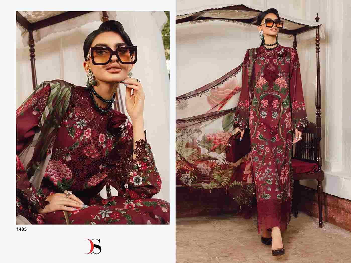 Maria.B. Mprint-25 Vol-4 By Deepsy Suits 1401 To 1408 Series Pakistani Stylish Beautiful Colourful Printed & Embroidered Party Wear & Occasional Wear Pure Cotton Dresses At Wholesale Price