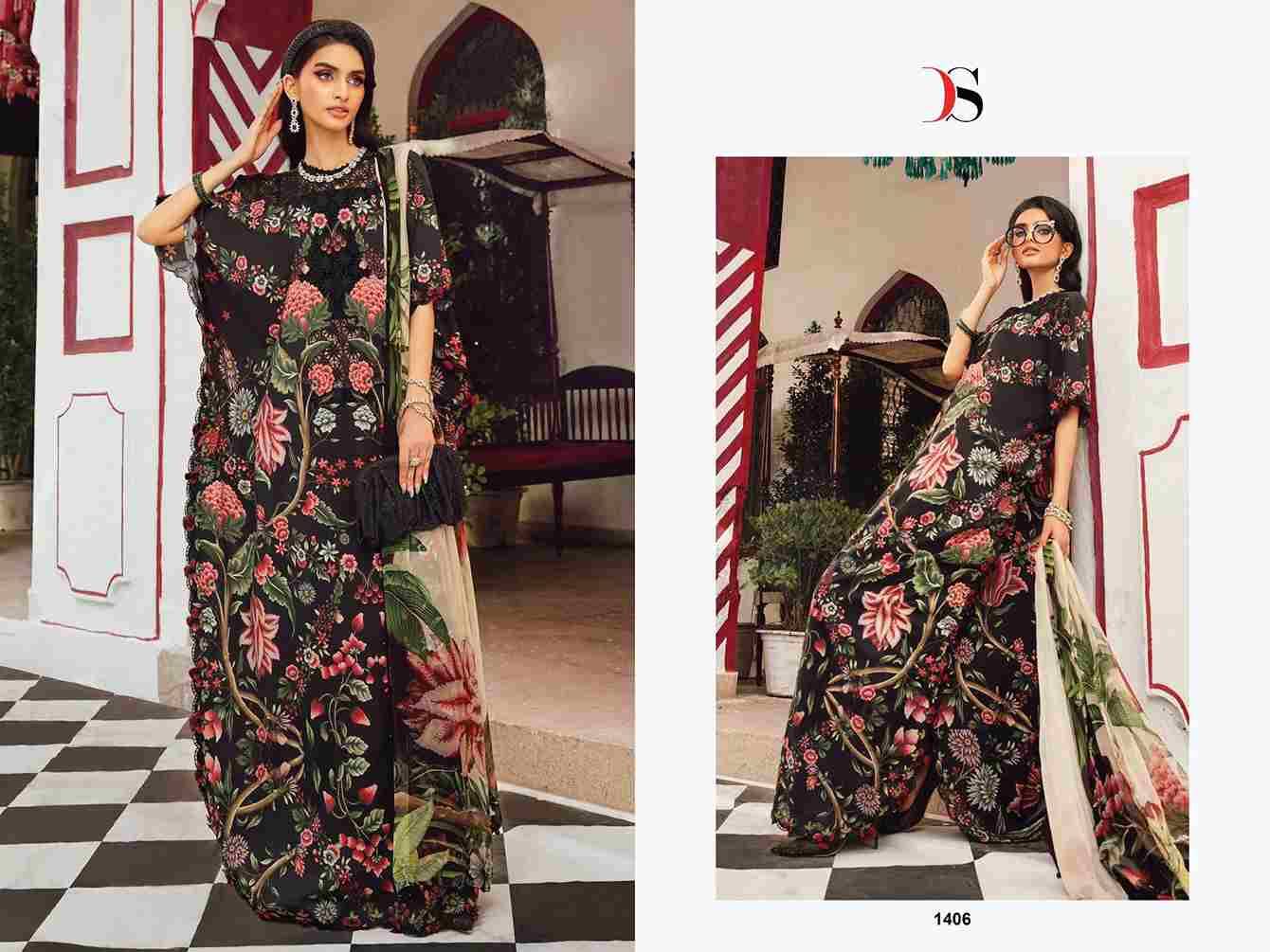 Maria.B. Mprint-25 Vol-4 By Deepsy Suits 1401 To 1408 Series Pakistani Stylish Beautiful Colourful Printed & Embroidered Party Wear & Occasional Wear Pure Cotton Dresses At Wholesale Price
