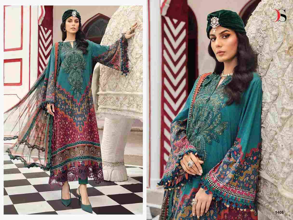 Maria.B. Mprint-25 Vol-4 By Deepsy Suits 1401 To 1408 Series Pakistani Stylish Beautiful Colourful Printed & Embroidered Party Wear & Occasional Wear Pure Cotton Dresses At Wholesale Price