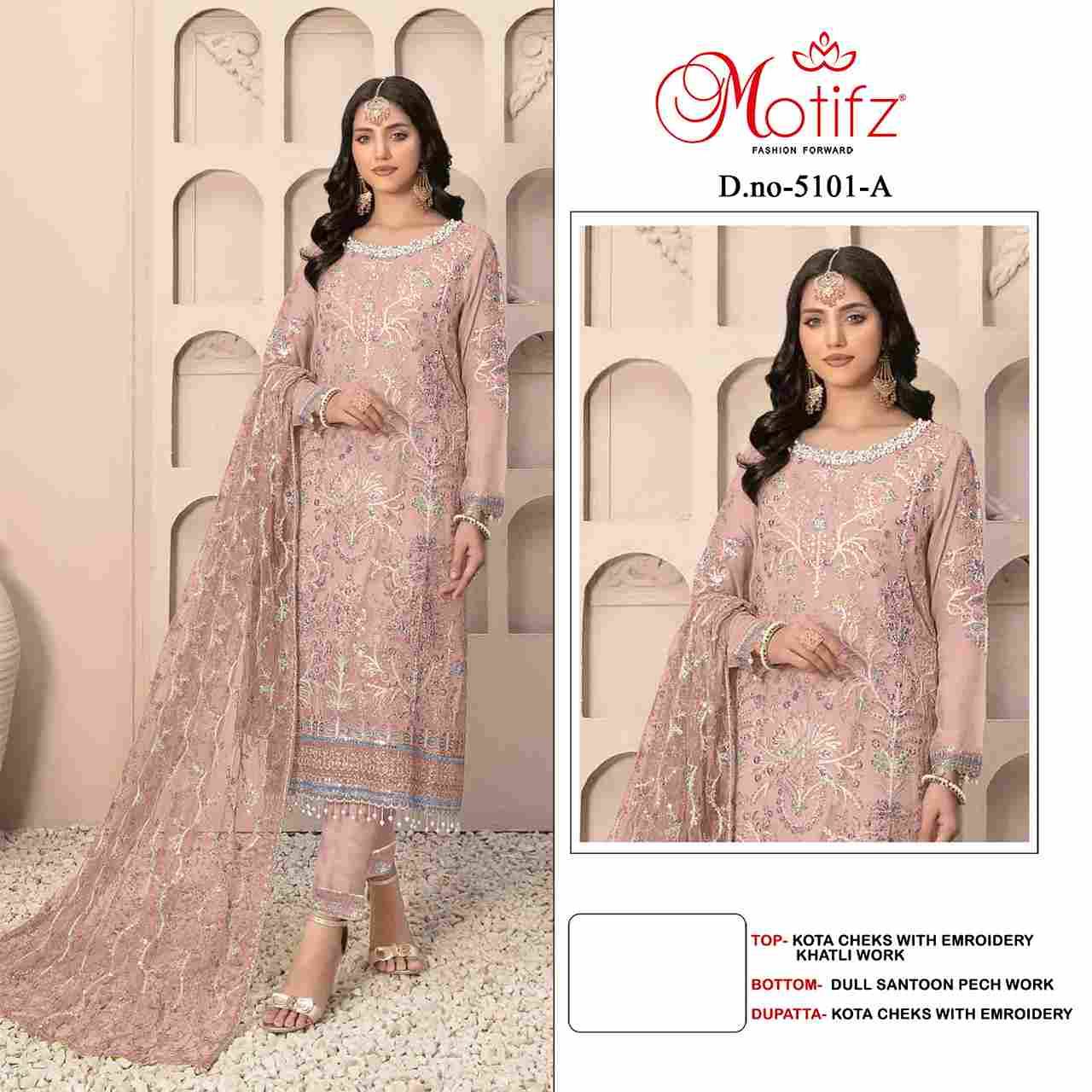Motifz Hit Design 5101 Colours By Motifz 5101-A To 5101-D Series Beautiful Pakistani Suits Colorful Stylish Fancy Casual Wear & Ethnic Wear Kota Checks Prints Dresses At Wholesale Price