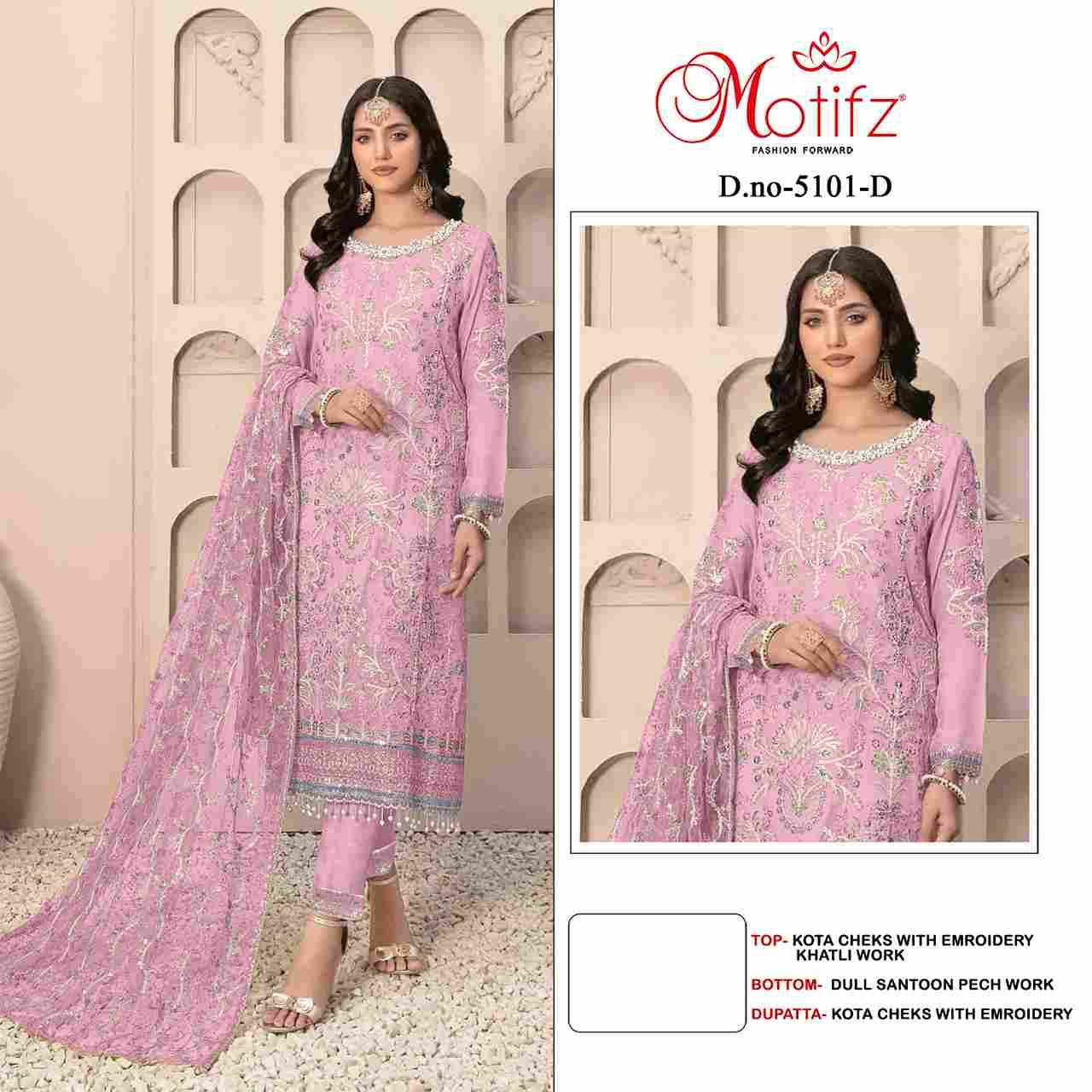 Motifz Hit Design 5101 Colours By Motifz 5101-A To 5101-D Series Beautiful Pakistani Suits Colorful Stylish Fancy Casual Wear & Ethnic Wear Kota Checks Prints Dresses At Wholesale Price