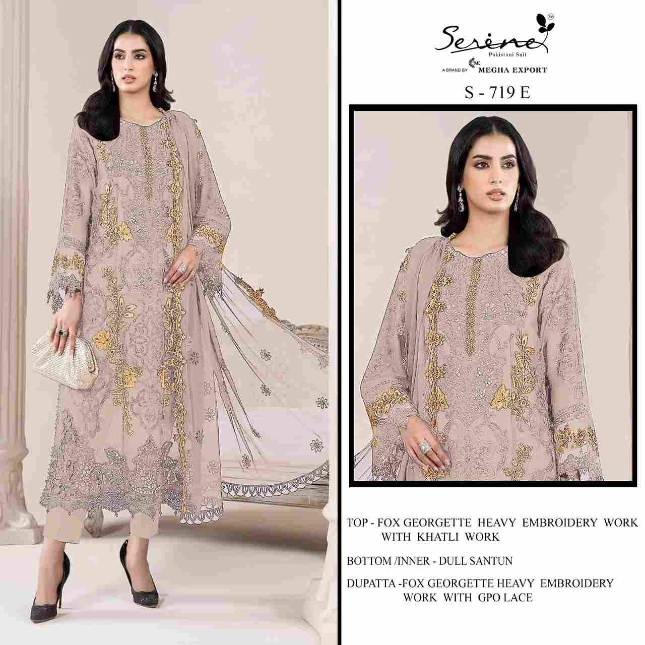 Serene Hit Design S-719 Colours Vol-2 By Serene S-719-E To S-719-H Series Designer Pakistani Suits Beautiful Fancy Colorful Stylish Party Wear & Occasional Wear Faux Georgette Embroidered Dresses At Wholesale Price
