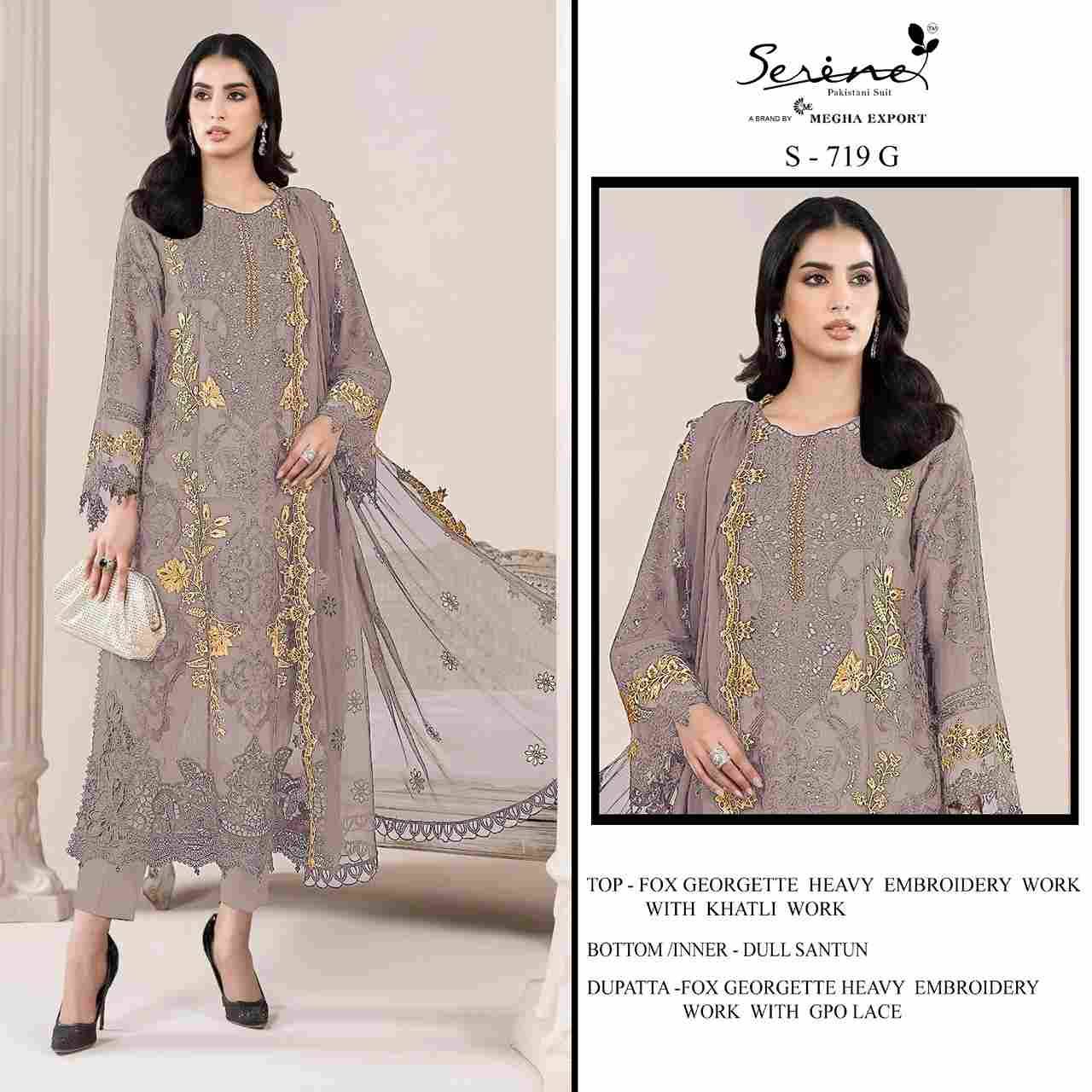 Serene Hit Design S-719 Colours Vol-2 By Serene S-719-E To S-719-H Series Designer Pakistani Suits Beautiful Fancy Colorful Stylish Party Wear & Occasional Wear Faux Georgette Embroidered Dresses At Wholesale Price