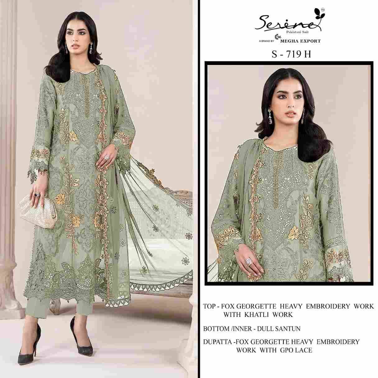 Serene Hit Design S-719 Colours Vol-2 By Serene S-719-E To S-719-H Series Designer Pakistani Suits Beautiful Fancy Colorful Stylish Party Wear & Occasional Wear Faux Georgette Embroidered Dresses At Wholesale Price