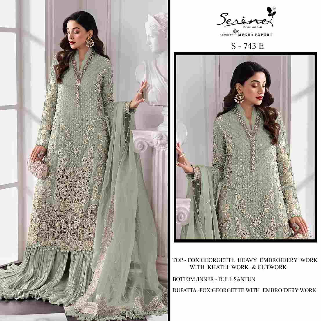 Serene Hit Design S-743 Colours Vol-2 By Serene S-743-E To S-743-H Series Designer Pakistani Suits Beautiful Fancy Colorful Stylish Party Wear & Occasional Wear Faux Georgette Embroidered Dresses At Wholesale Price