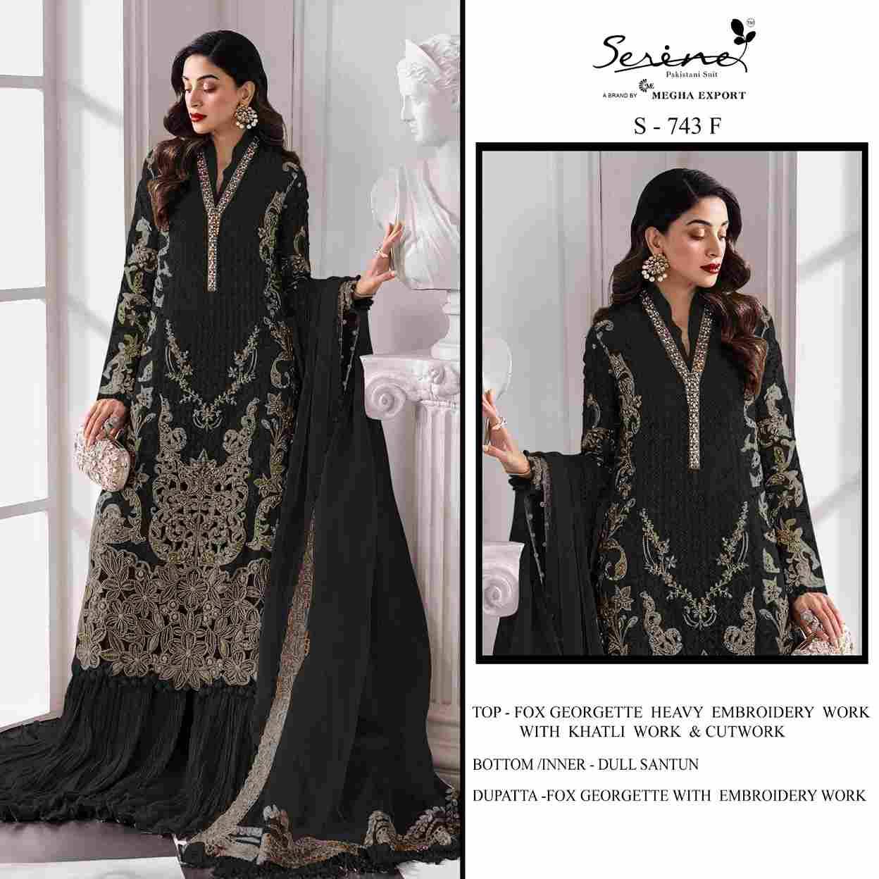 Serene Hit Design S-743 Colours Vol-2 By Serene S-743-E To S-743-H Series Designer Pakistani Suits Beautiful Fancy Colorful Stylish Party Wear & Occasional Wear Faux Georgette Embroidered Dresses At Wholesale Price