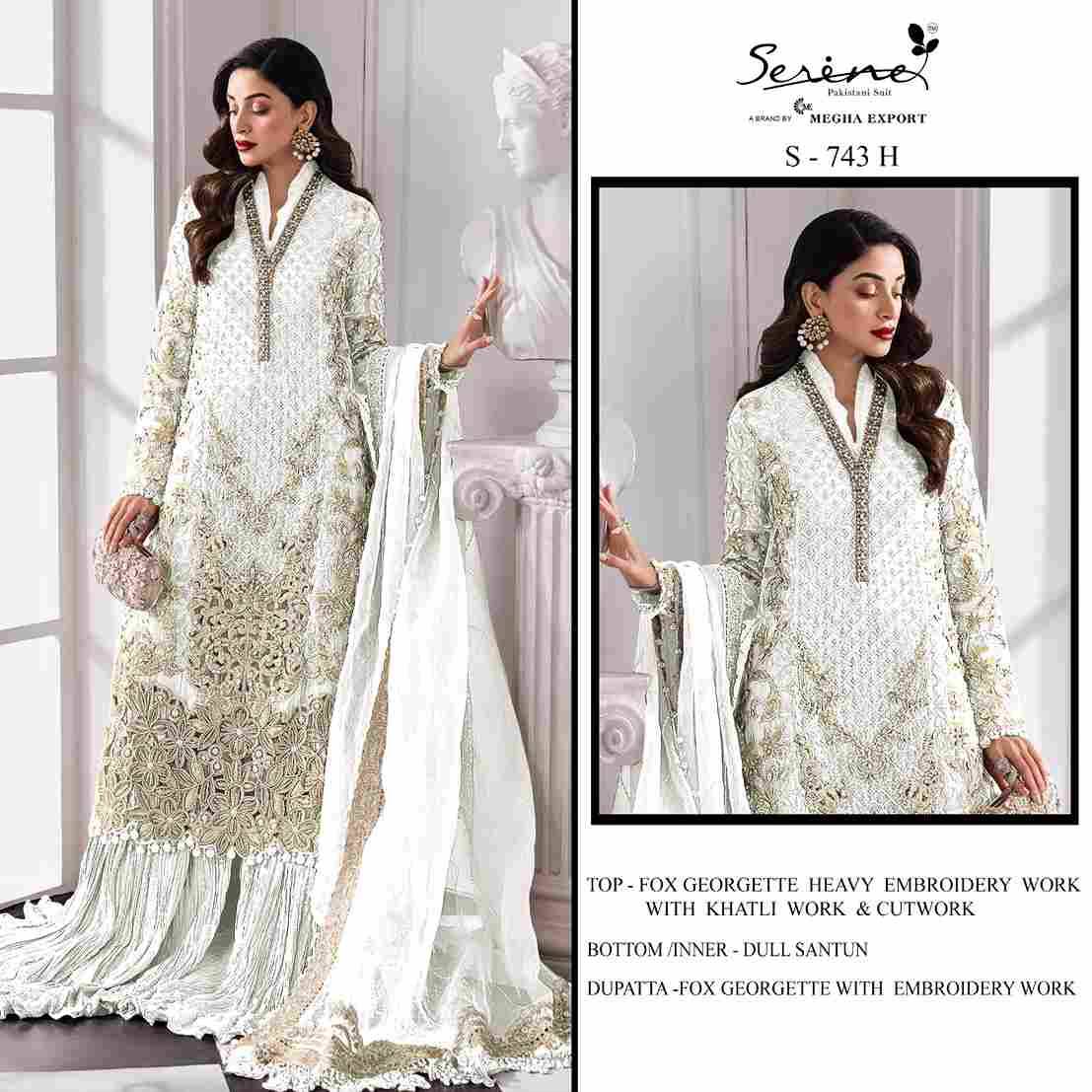 Serene Hit Design S-743 Colours Vol-2 By Serene S-743-E To S-743-H Series Designer Pakistani Suits Beautiful Fancy Colorful Stylish Party Wear & Occasional Wear Faux Georgette Embroidered Dresses At Wholesale Price