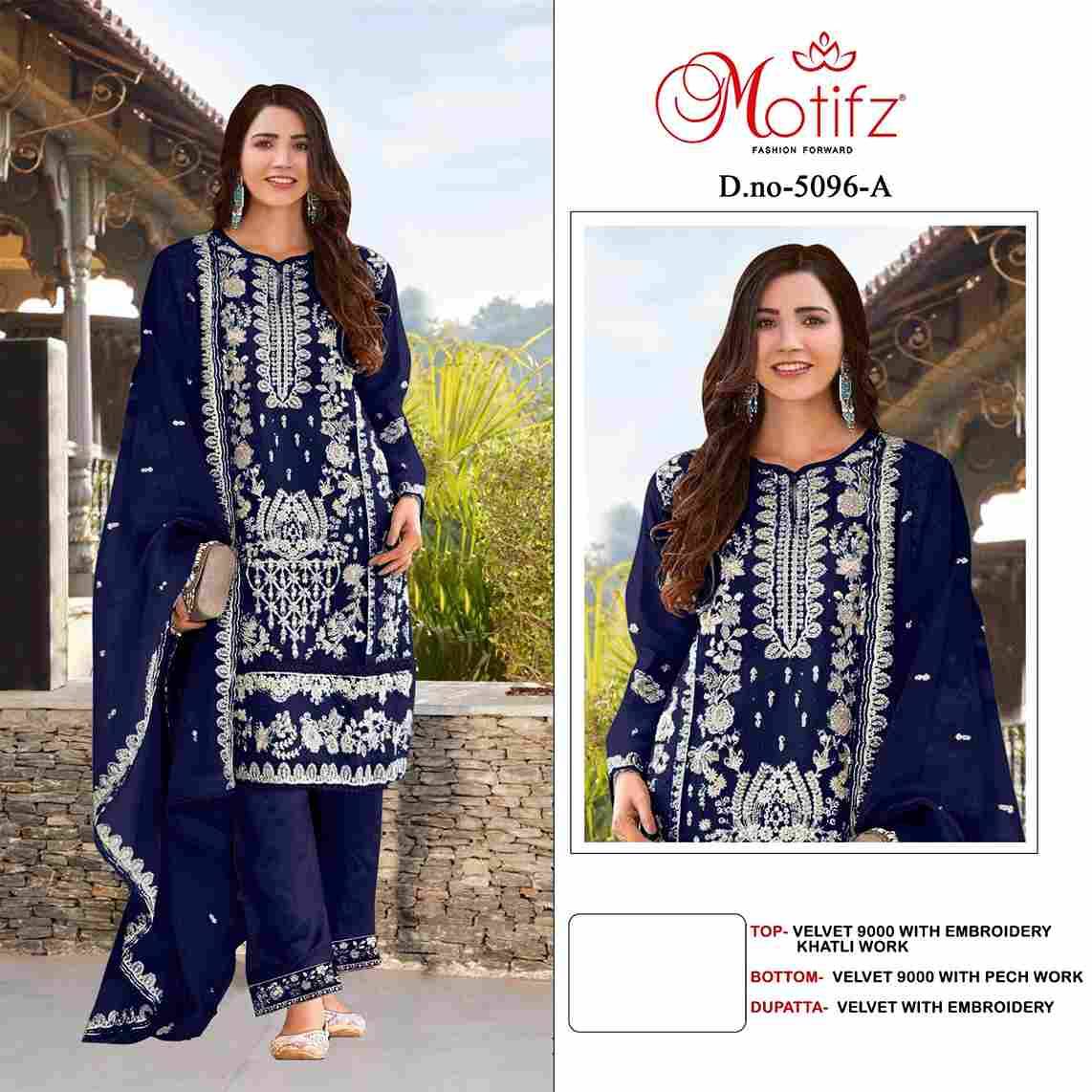 Motifz Hit Design 5096 Colours By Motifz 5096-A To 5096-D Series Beautiful Pakistani Suits Colorful Stylish Fancy Casual Wear & Ethnic Wear Velvet Dresses At Wholesale Price