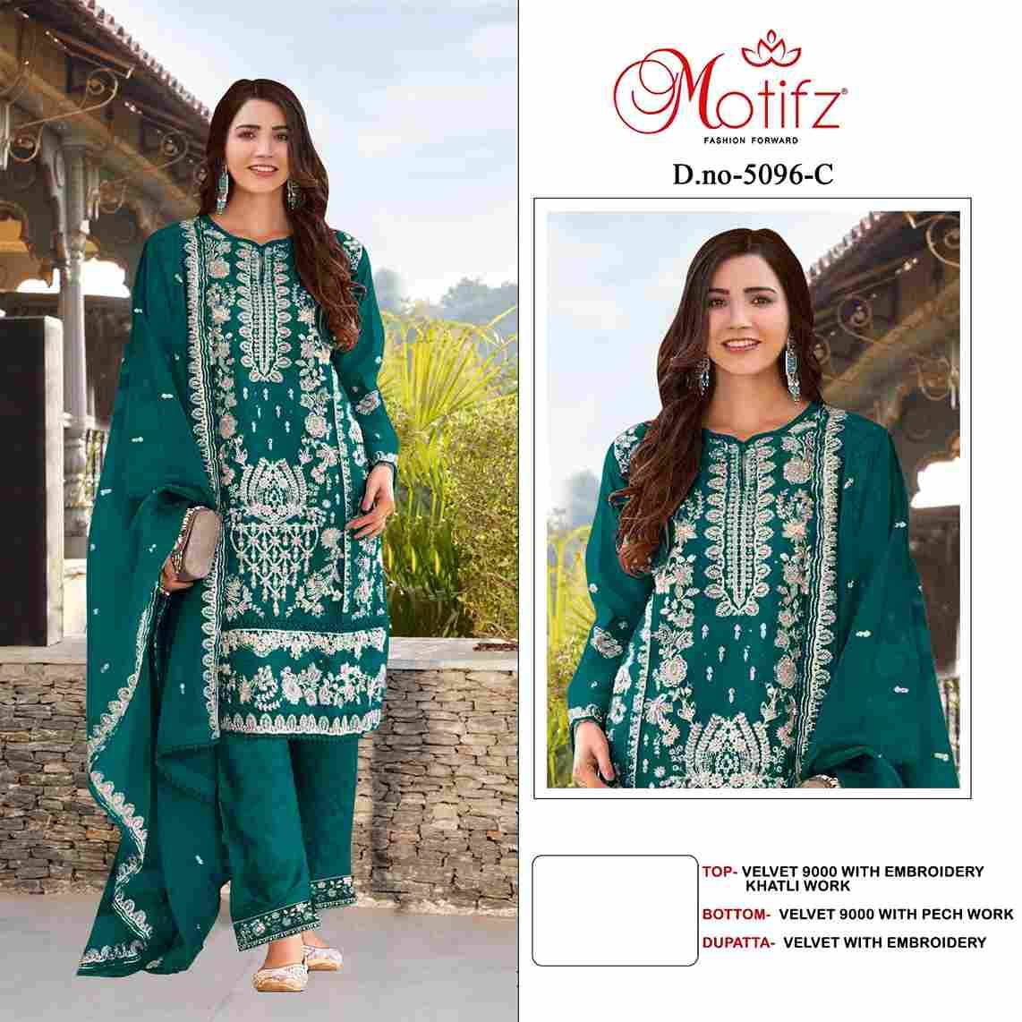 Motifz Hit Design 5096 Colours By Motifz 5096-A To 5096-D Series Beautiful Pakistani Suits Colorful Stylish Fancy Casual Wear & Ethnic Wear Velvet Dresses At Wholesale Price