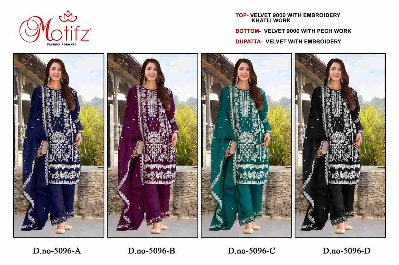 Motifz Hit Design 5096 Colours By Motifz 5096-A To 5096-D Series Beautiful Pakistani Suits Colorful Stylish Fancy Casual Wear & Ethnic Wear Velvet Dresses At Wholesale Price
