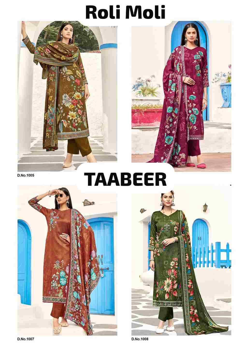 Tabeer By Roli Moli 1001 To 1008 Series Beautiful Stylish Festive Suits Fancy Colorful Casual Wear & Ethnic Wear & Ready To Wear Pashmina Dresses At Wholesale Price