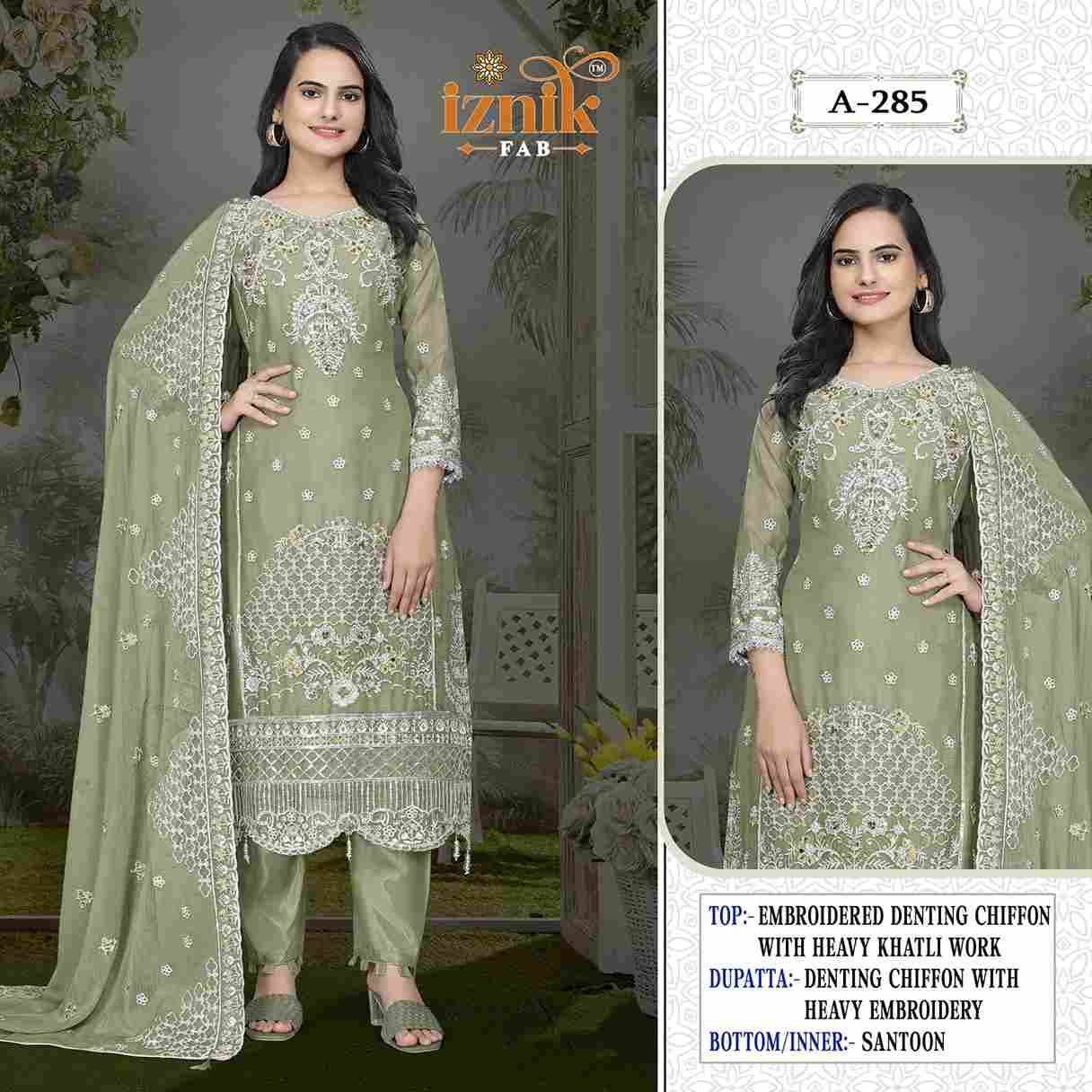 Iznik 285 Colours By Iznik Fab 285-A To 285-D Series Designer Pakistani Suits Beautiful Stylish Fancy Colorful Party Wear & Occasional Wear Chiffon With Embroidery Dresses At Wholesale Price