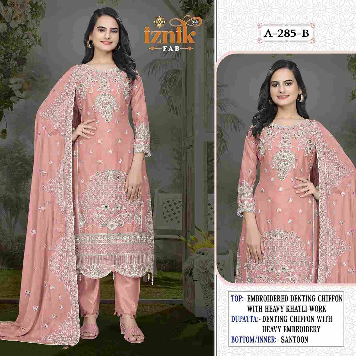 Iznik 285 Colours By Iznik Fab 285-A To 285-D Series Designer Pakistani Suits Beautiful Stylish Fancy Colorful Party Wear & Occasional Wear Chiffon With Embroidery Dresses At Wholesale Price
