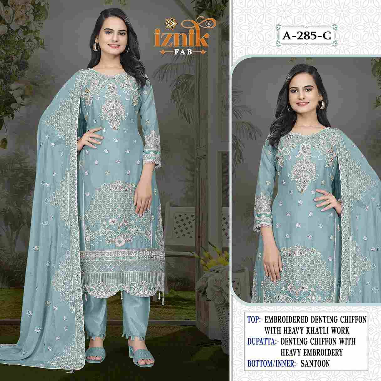 Iznik 285 Colours By Iznik Fab 285-A To 285-D Series Designer Pakistani Suits Beautiful Stylish Fancy Colorful Party Wear & Occasional Wear Chiffon With Embroidery Dresses At Wholesale Price