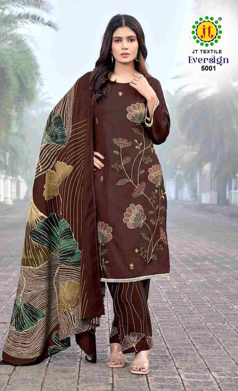 Eversign Vol-5 By JT 5001 To 5005 Series Beautiful Festive Suits Colorful Stylish Fancy Casual Wear & Ethnic Wear Rayon Dresses At Wholesale Price