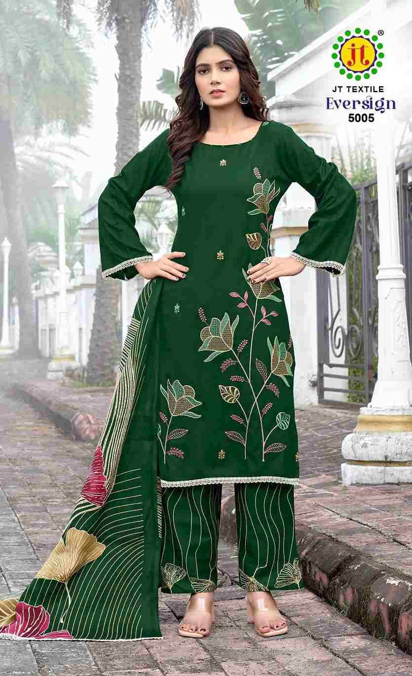 Eversign Vol-5 By JT 5001 To 5005 Series Beautiful Festive Suits Colorful Stylish Fancy Casual Wear & Ethnic Wear Rayon Dresses At Wholesale Price