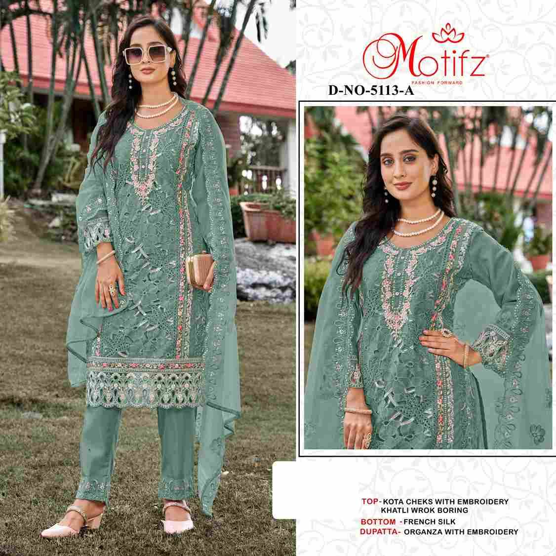 Motifz Hit Design 5113 Colours By Motifz 5113-A To 5113-D Series Beautiful Pakistani Suits Colorful Stylish Fancy Casual Wear & Ethnic Wear Kota Checks Prints Dresses At Wholesale Price