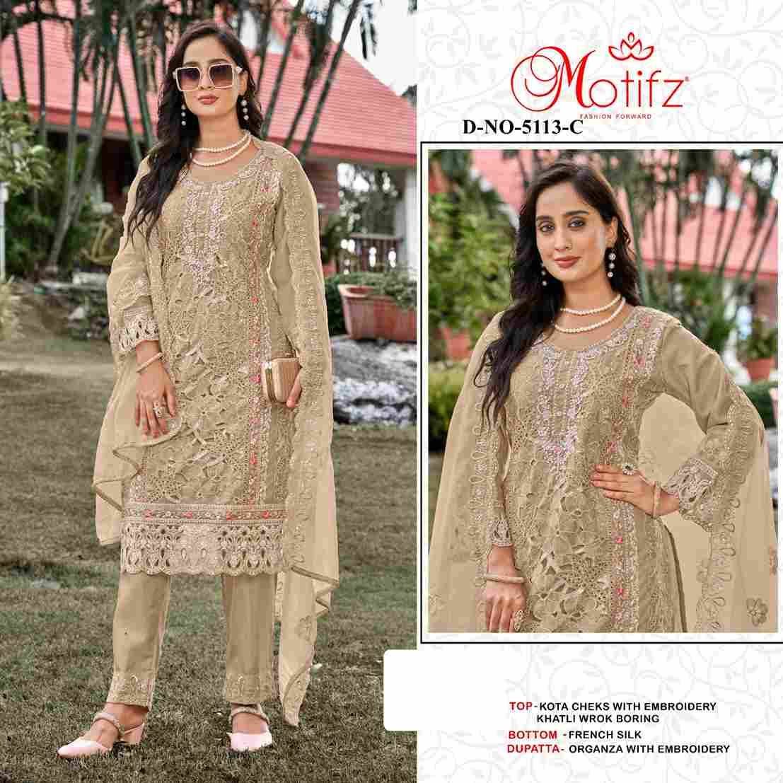 Motifz Hit Design 5113 Colours By Motifz 5113-A To 5113-D Series Beautiful Pakistani Suits Colorful Stylish Fancy Casual Wear & Ethnic Wear Kota Checks Prints Dresses At Wholesale Price