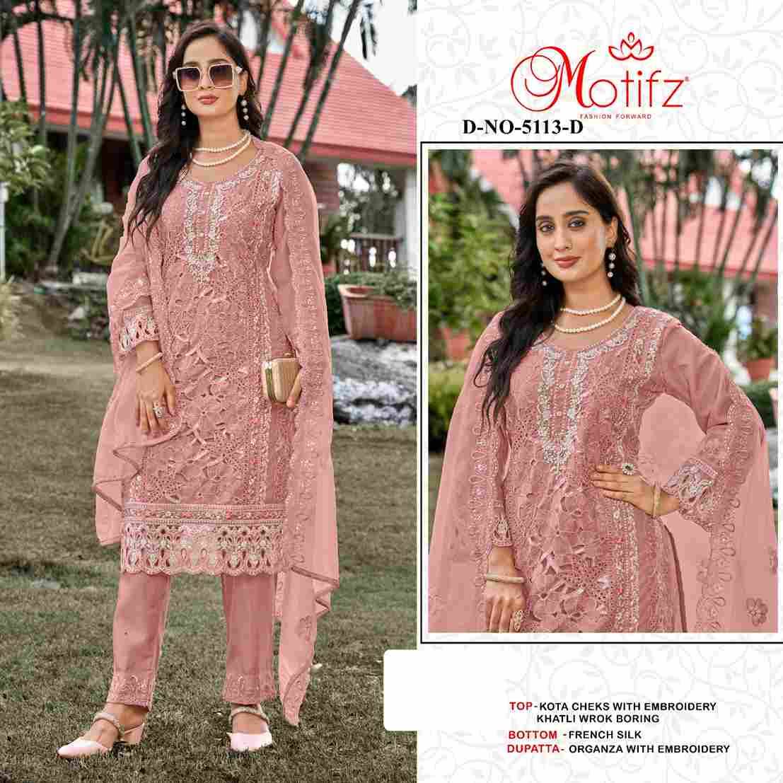 Motifz Hit Design 5113 Colours By Motifz 5113-A To 5113-D Series Beautiful Pakistani Suits Colorful Stylish Fancy Casual Wear & Ethnic Wear Kota Checks Prints Dresses At Wholesale Price